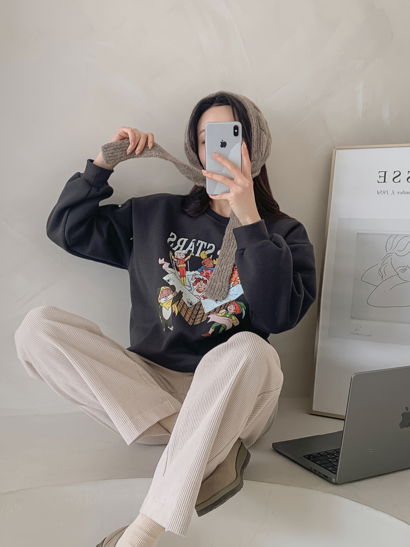 裏起毛ラウンドネックルーズ長袖ロゴスウェット | 詳細画像2