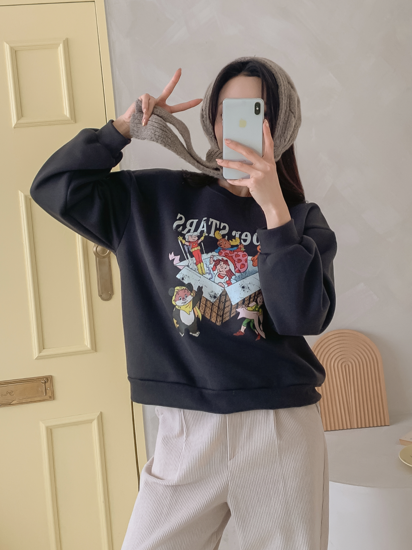 裏起毛ラウンドネックルーズ長袖ロゴスウェット | 詳細画像3