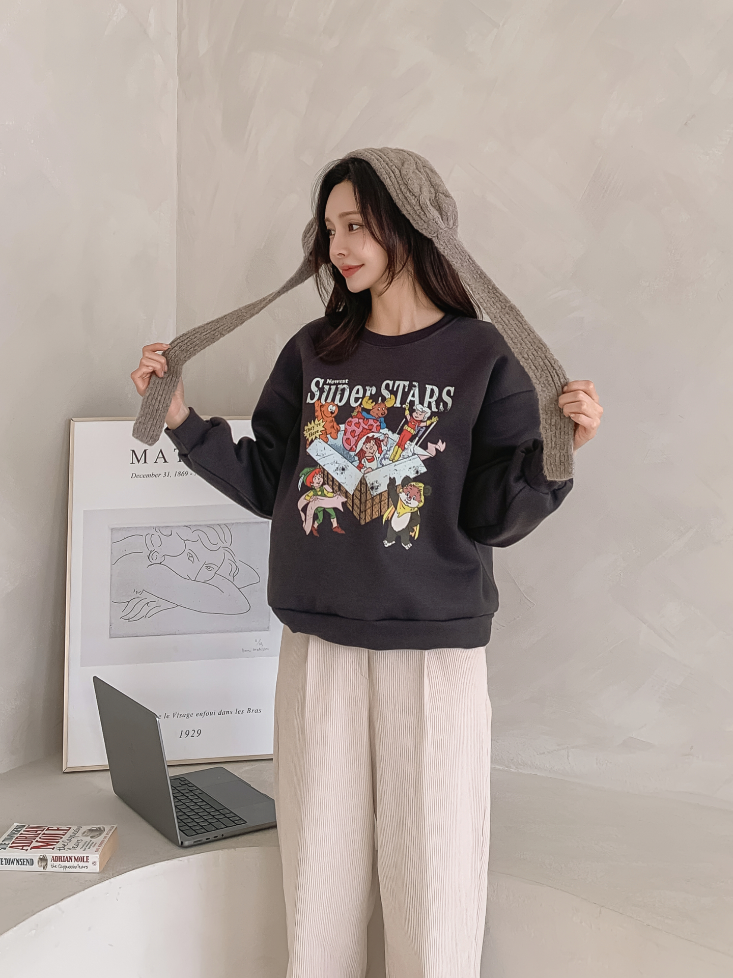 裏起毛ラウンドネックルーズ長袖ロゴスウェット | 詳細画像4