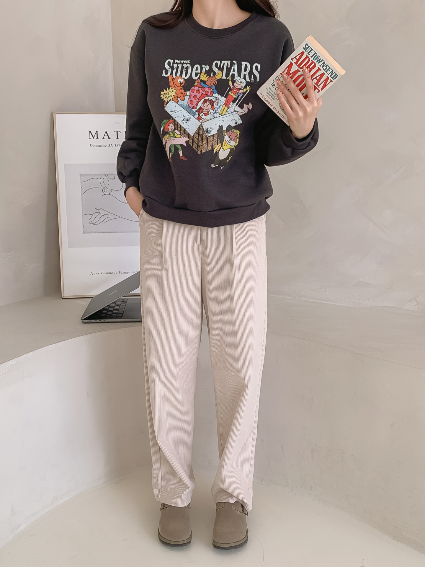 裏起毛ラウンドネックルーズ長袖ロゴスウェット | 詳細画像5