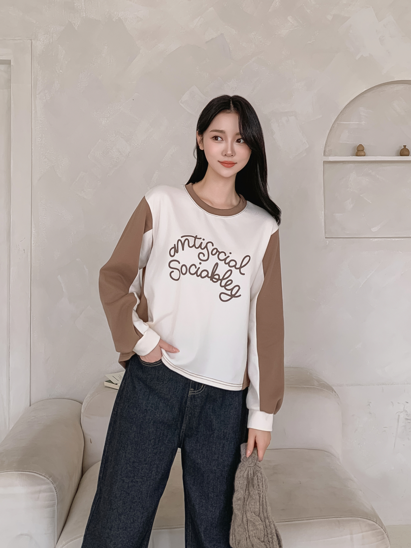 ラウンドネック長袖配色Tシャツ | 詳細画像9