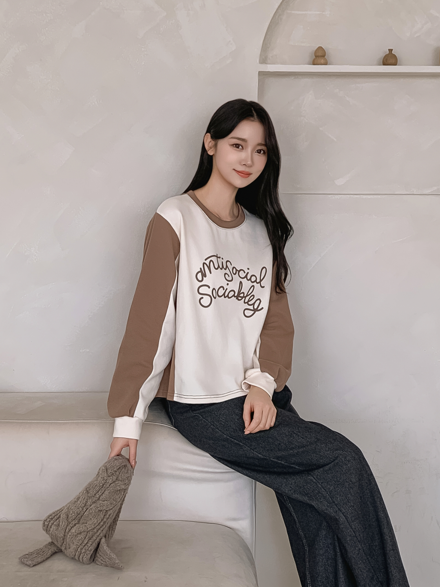 ラウンドネック長袖配色Tシャツ | 詳細画像13