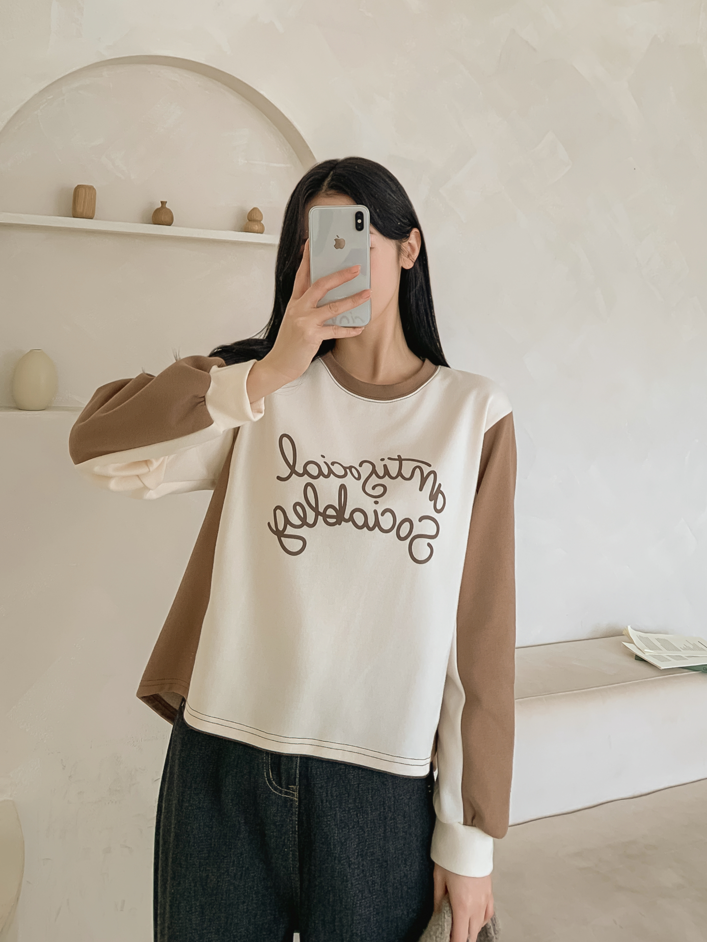 ラウンドネック長袖配色Tシャツ | 詳細画像4