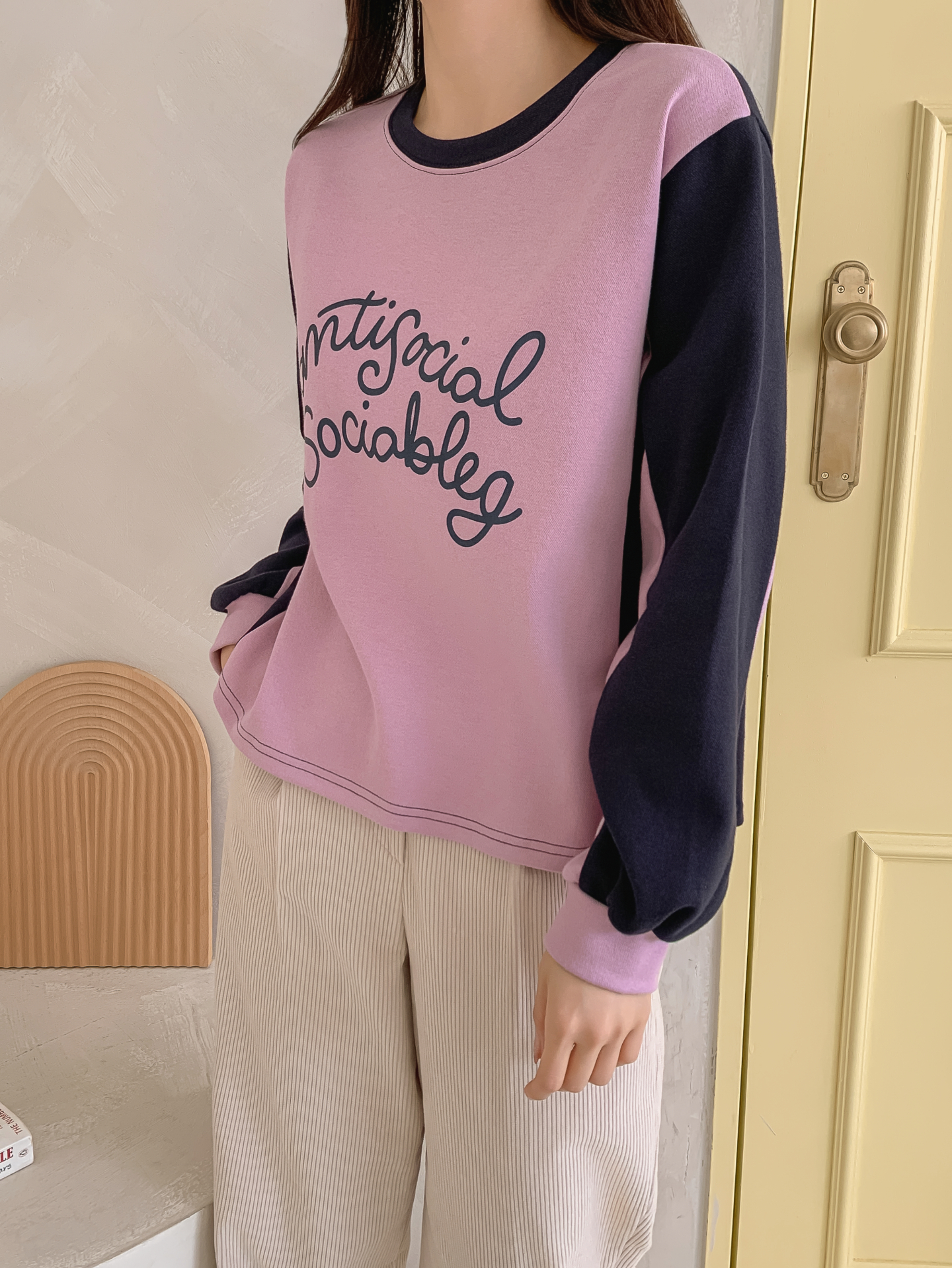 ラウンドネック長袖配色Tシャツ | 詳細画像19