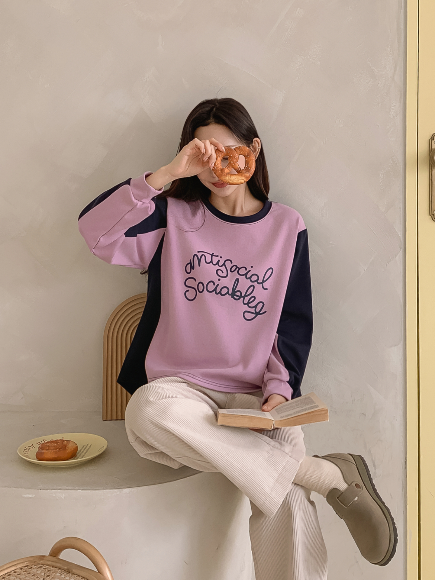 ラウンドネック長袖配色Tシャツ | 詳細画像29