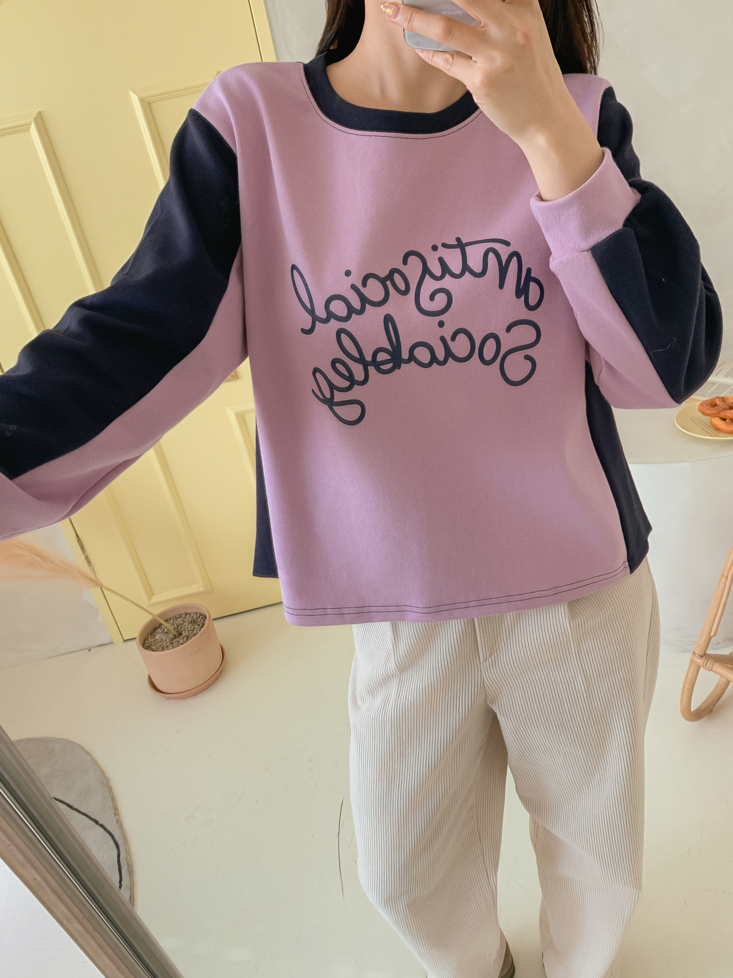 ラウンドネック長袖配色Tシャツ | 詳細画像32