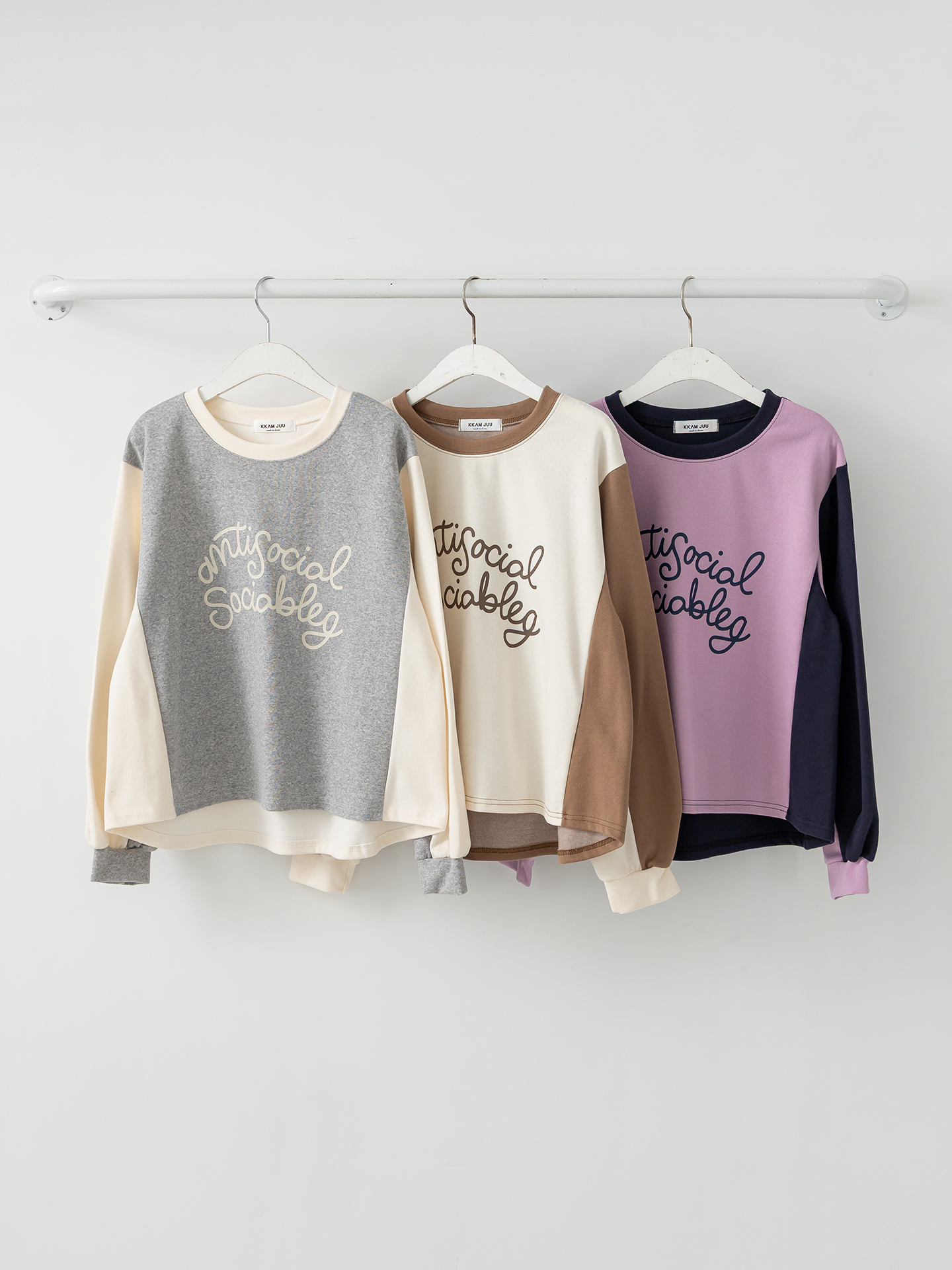 ラウンドネック長袖配色Tシャツ | 詳細画像33