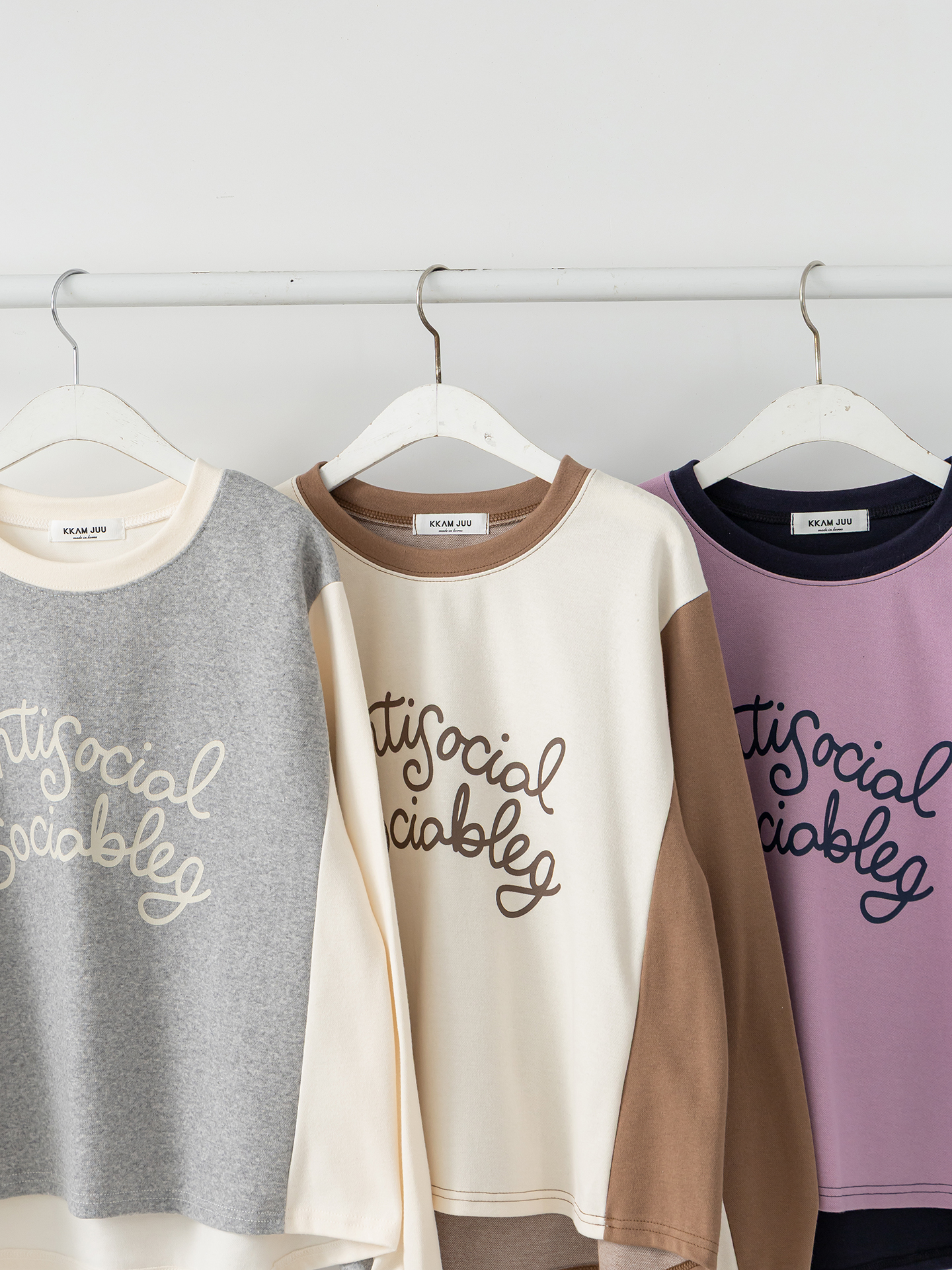 ラウンドネック長袖配色Tシャツ | 詳細画像34