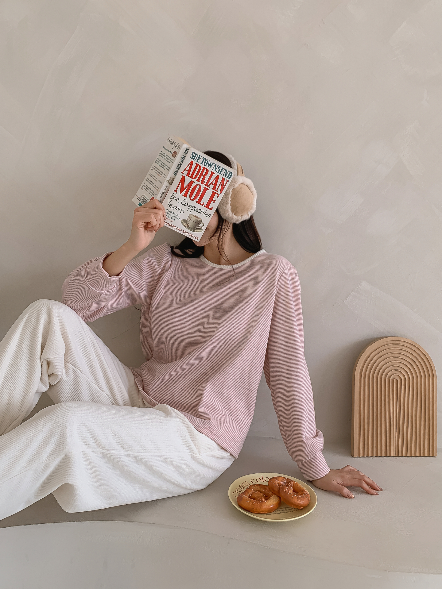 ソフトラウンドネック長袖ボーダー配色Tシャツニット | 詳細画像10