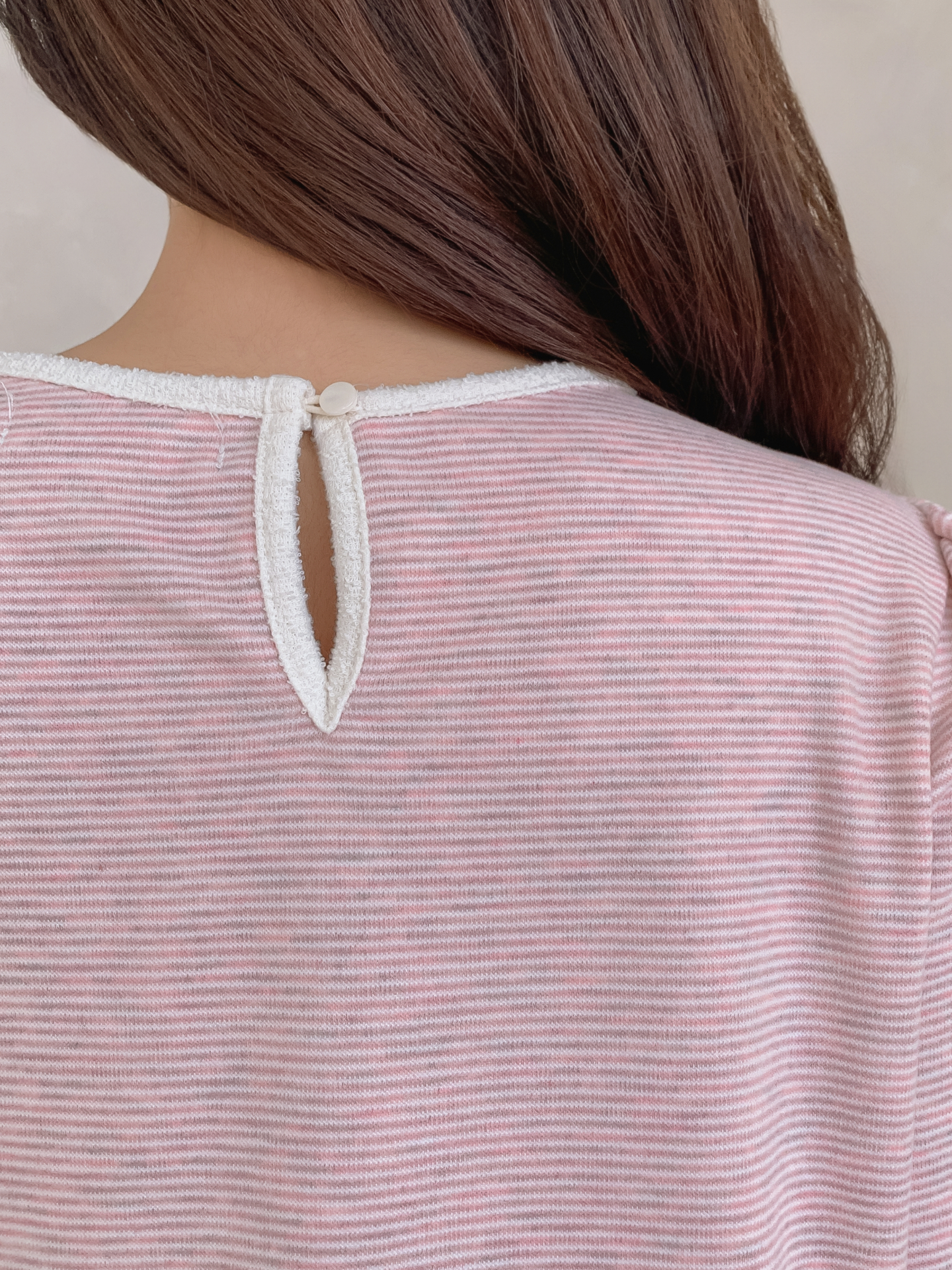 ソフトラウンドネック長袖ボーダー配色Tシャツニット | 詳細画像14