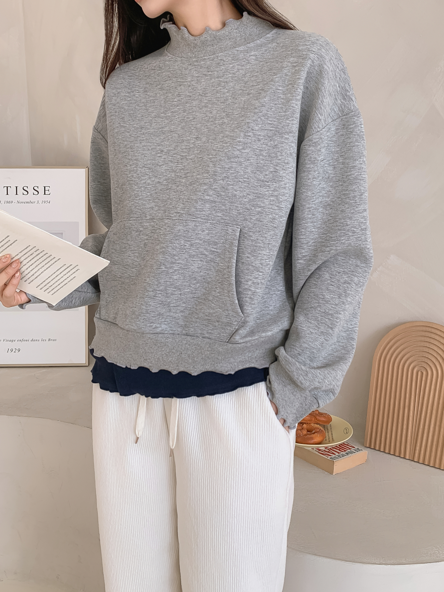 ハーフネックルーズ長袖スウェットトレーニング | 詳細画像10