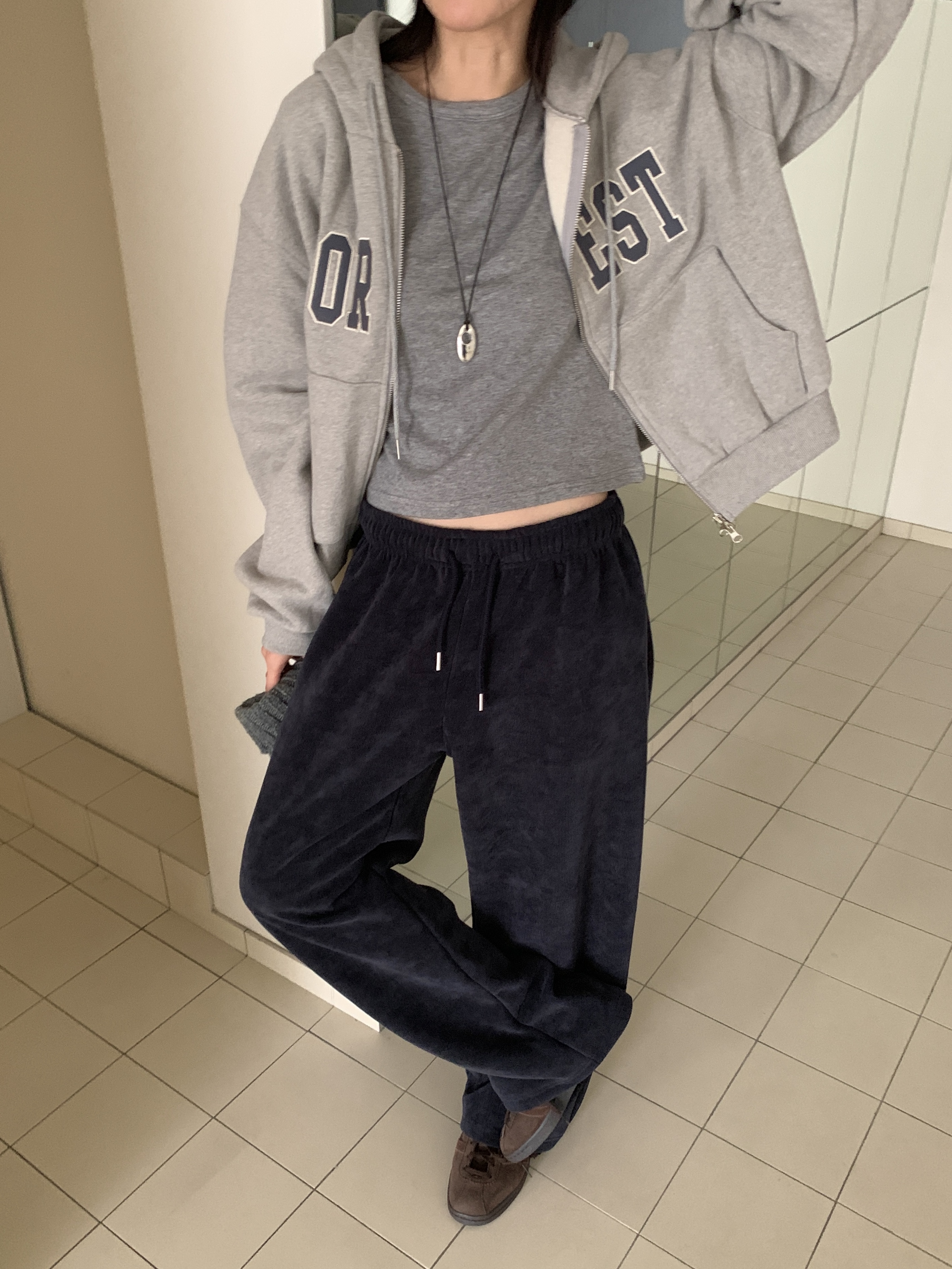 ファー裏地ドローストリングウエストゴムワイドカラーパンツ | 詳細画像17