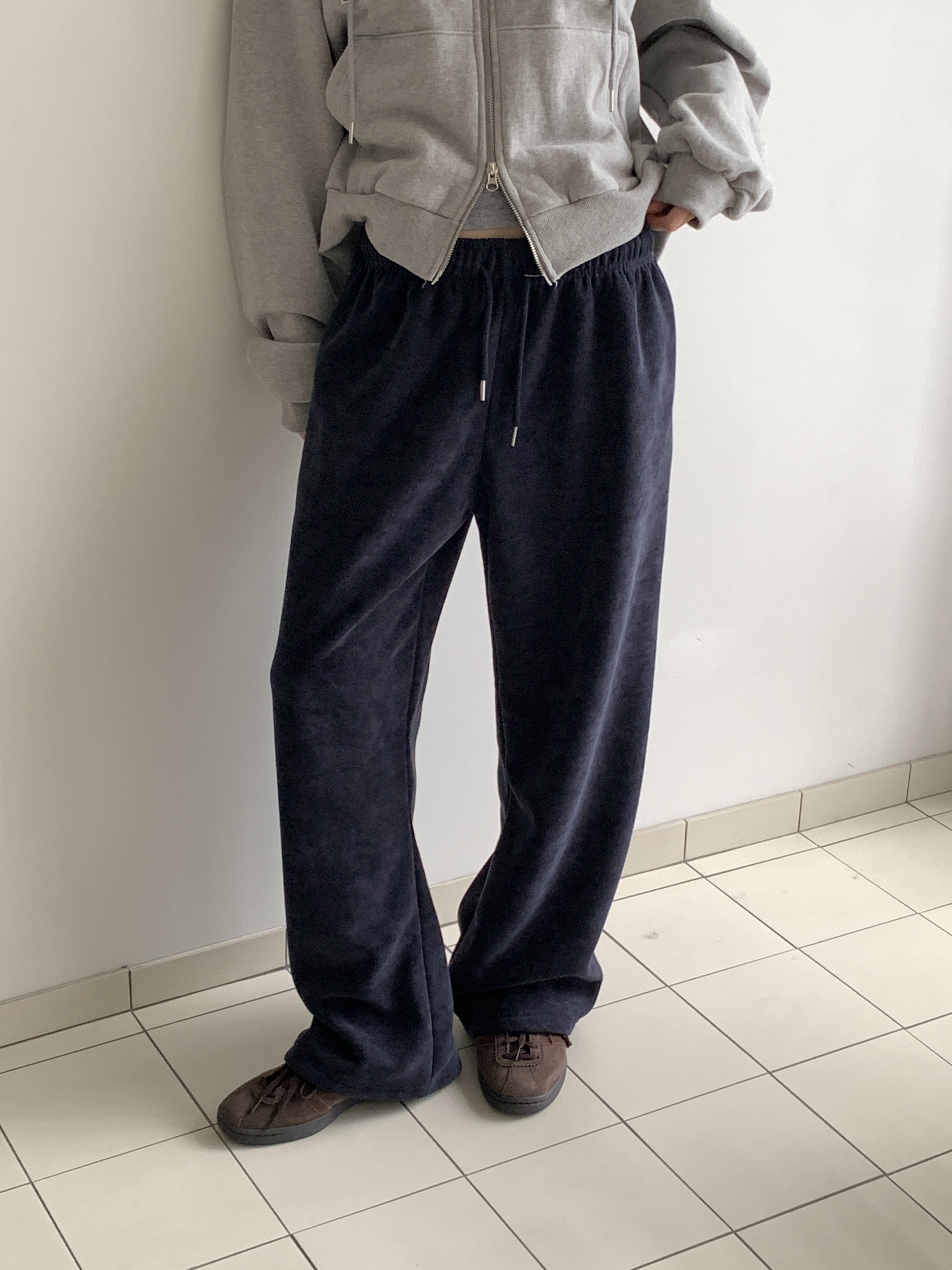 ファー裏地ドローストリングウエストゴムワイドカラーパンツ | 詳細画像2