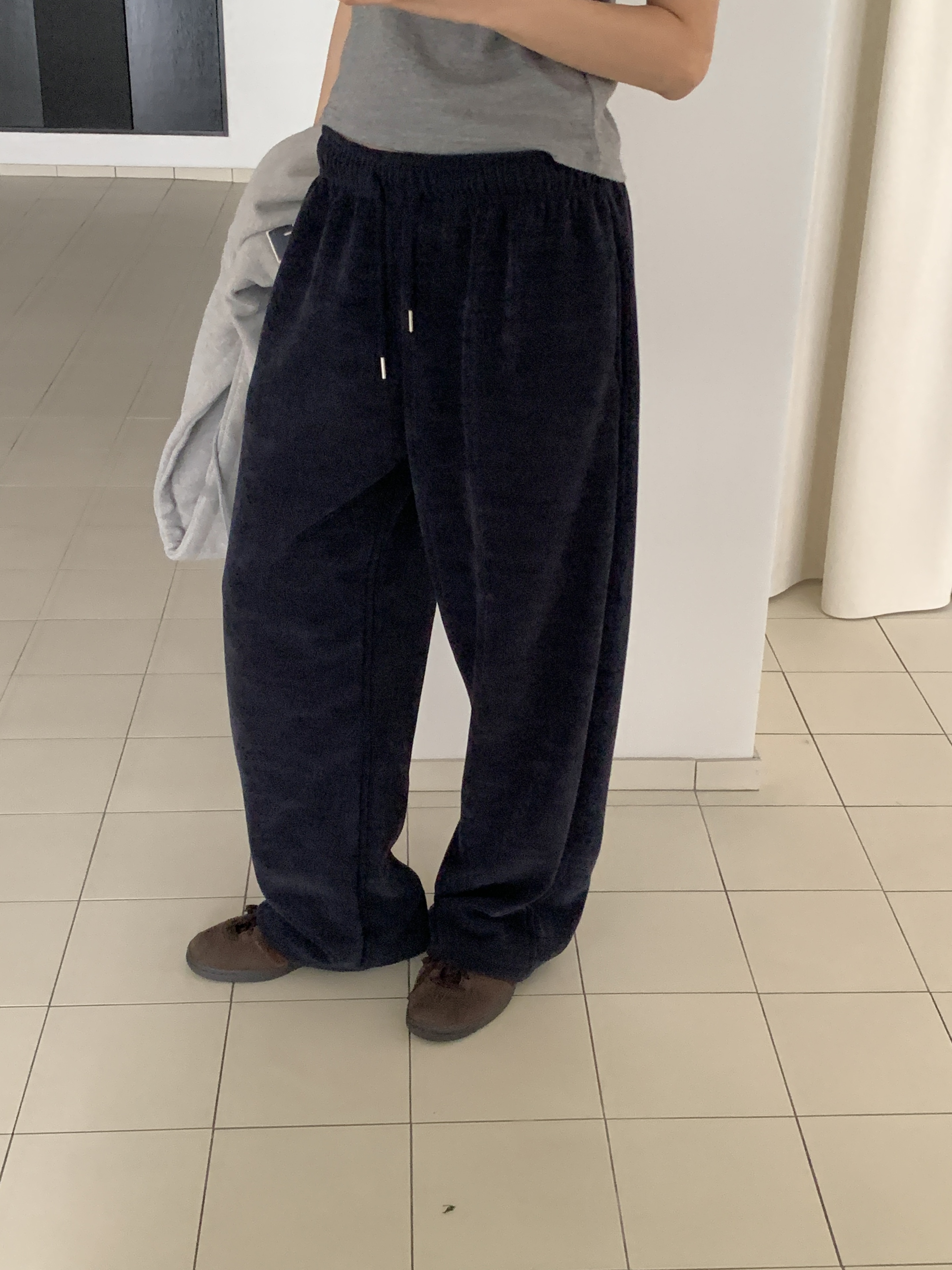 ファー裏地ドローストリングウエストゴムワイドカラーパンツ | 詳細画像10