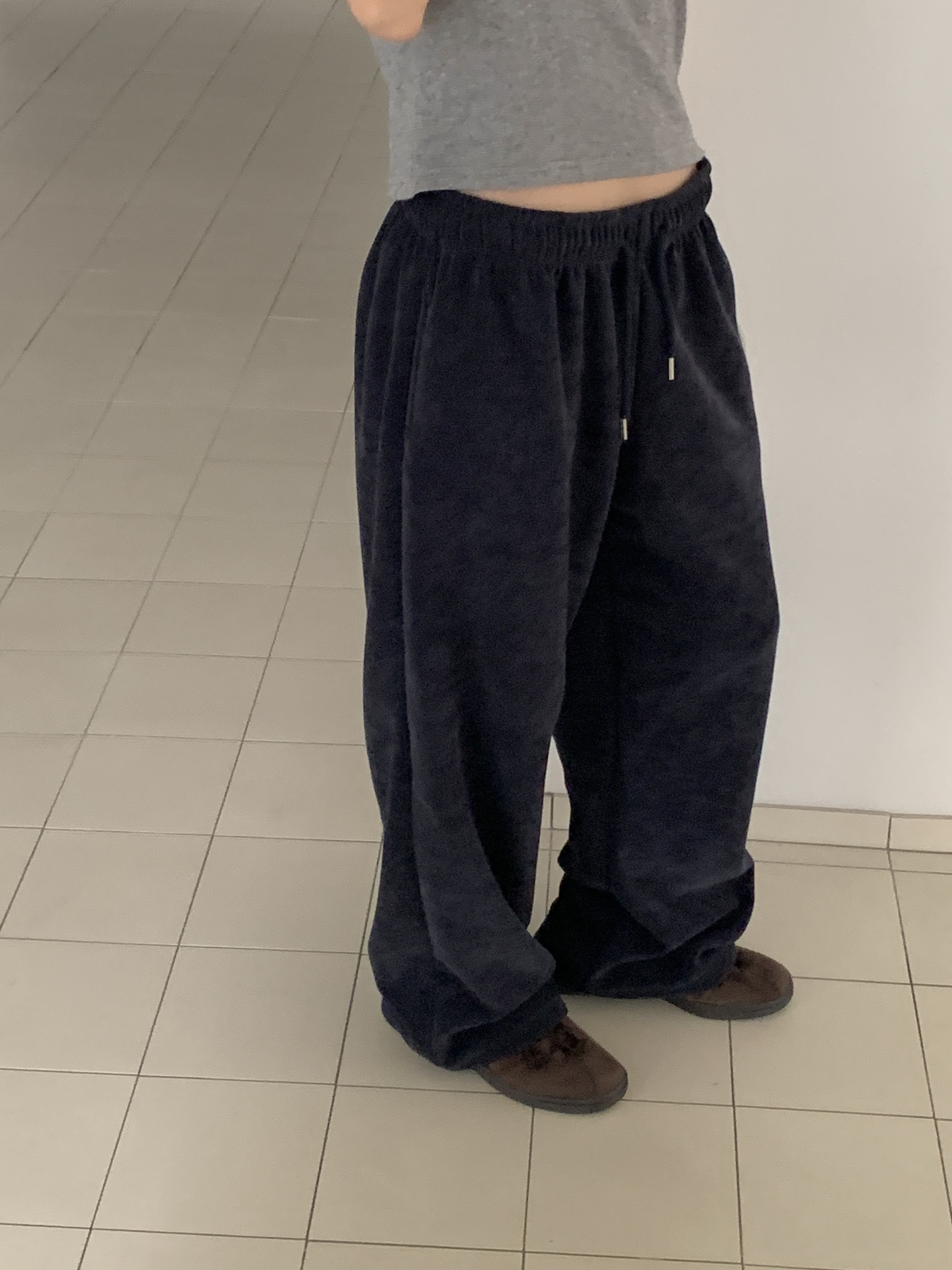 ファー裏地ドローストリングウエストゴムワイドカラーパンツ | 詳細画像11