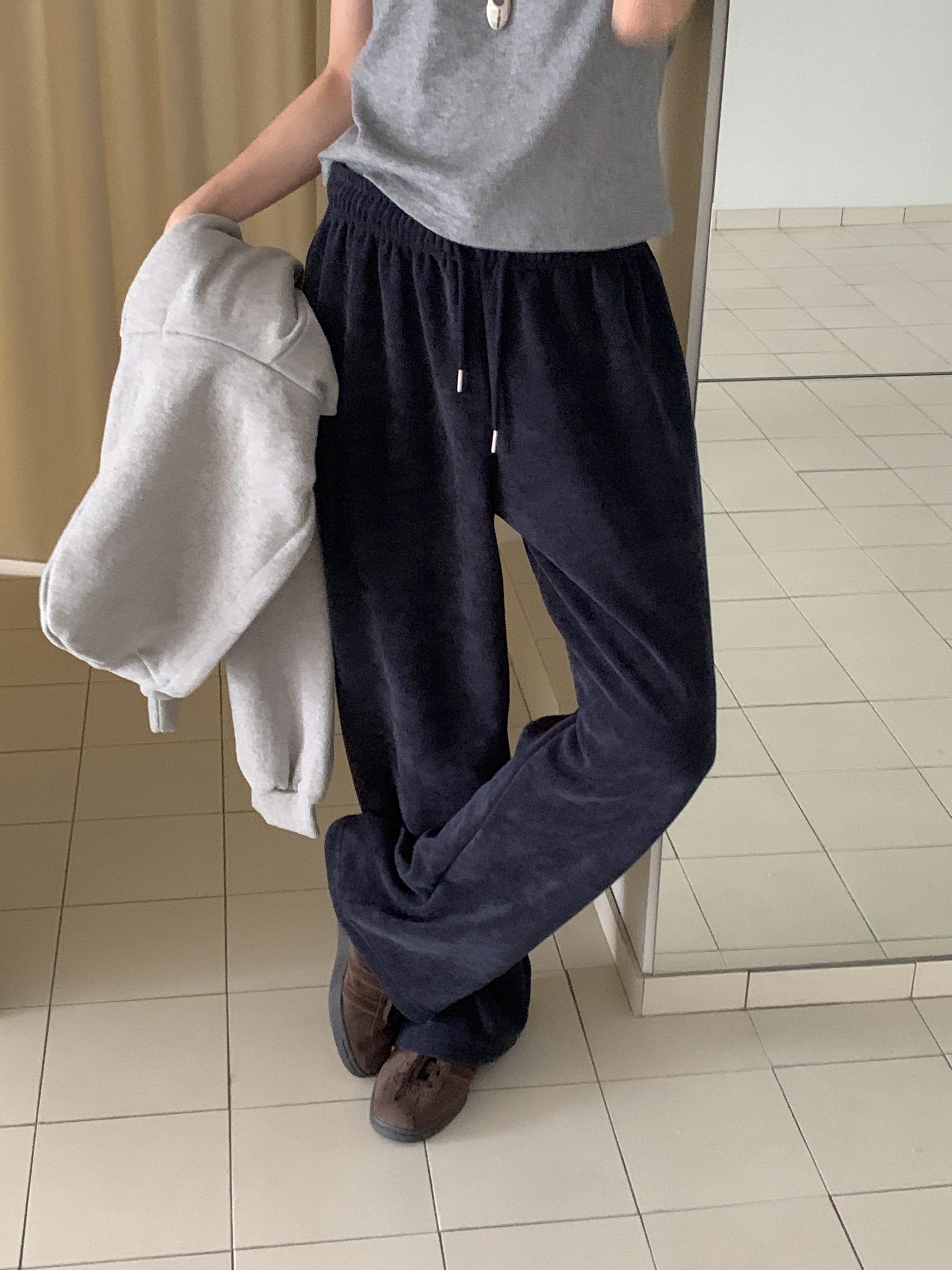 ファー裏地ドローストリングウエストゴムワイドカラーパンツ | 詳細画像21