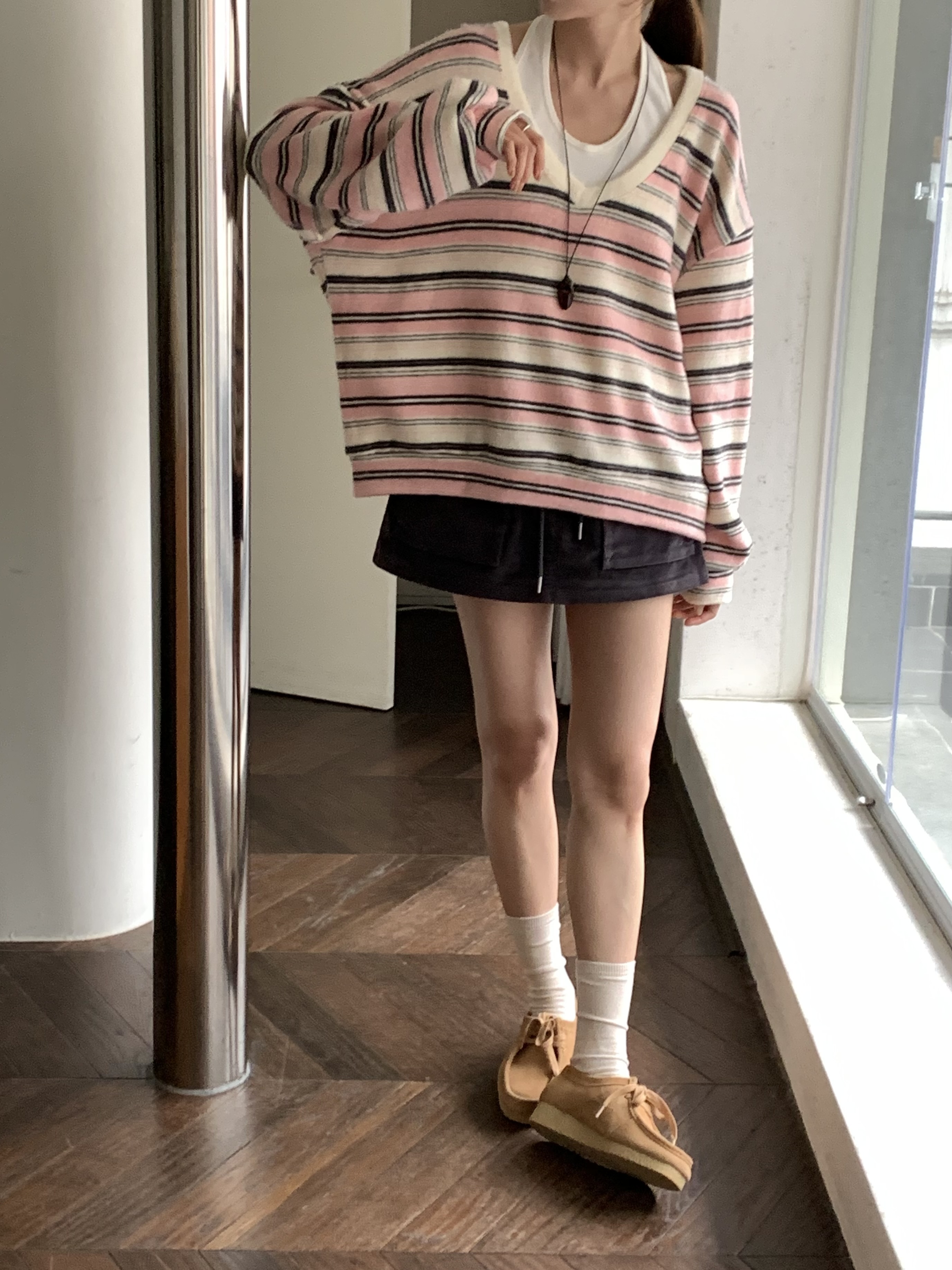 ドローストリングポケットウエストゴムショートカラースカートパンツ | 詳細画像5