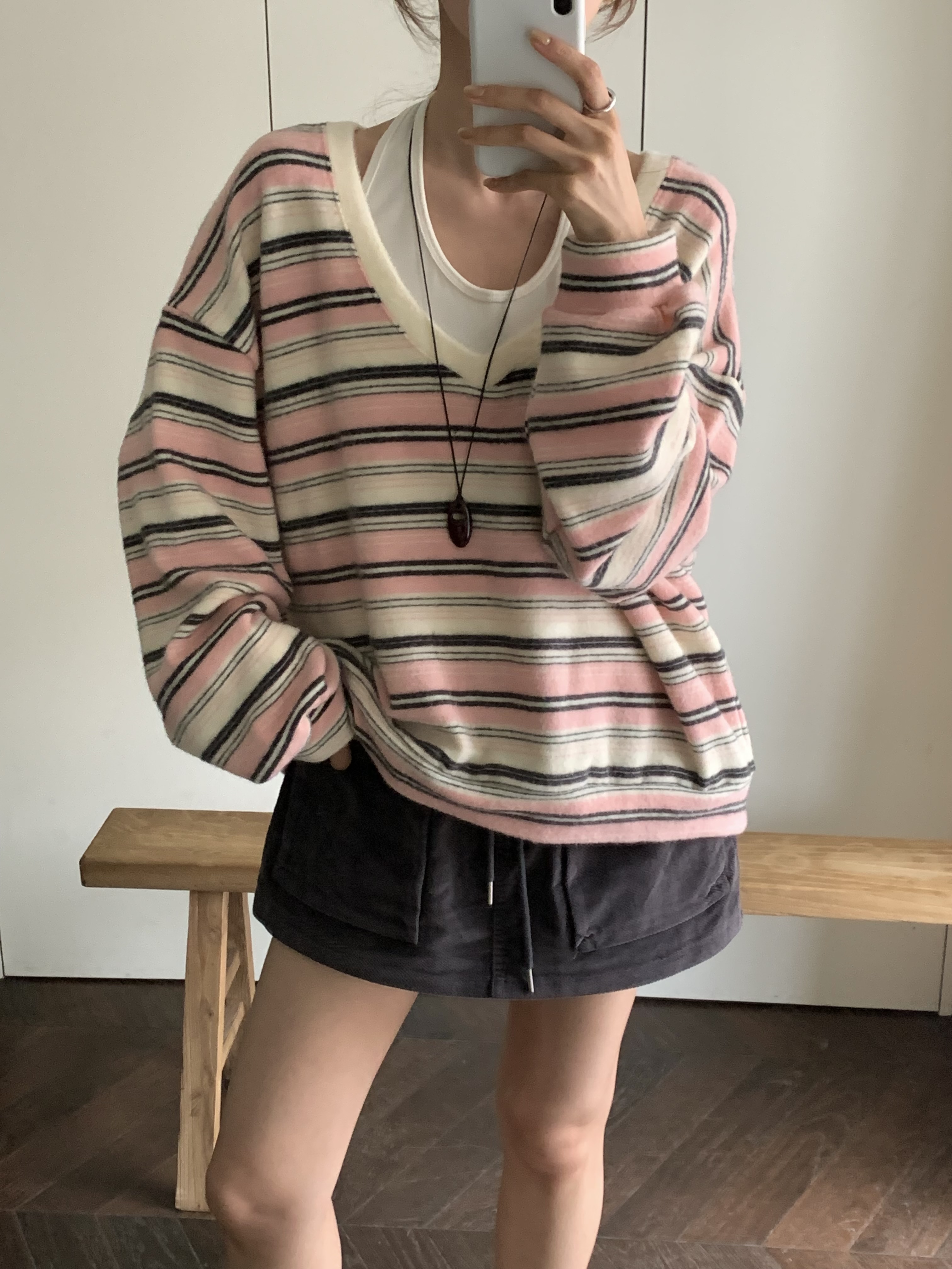 ドローストリングポケットウエストゴムショートカラースカートパンツ | 詳細画像9