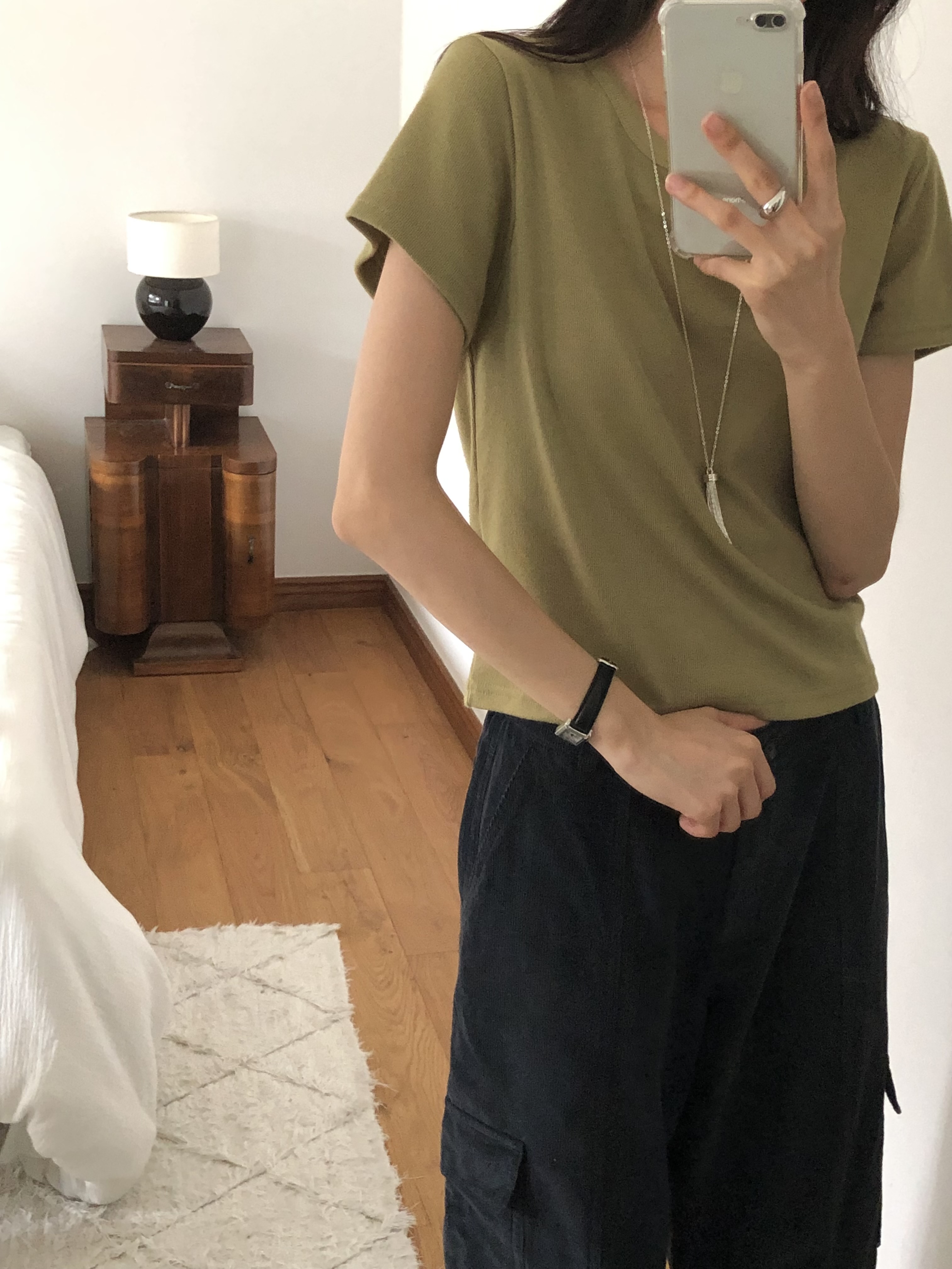 ラウンドネック半袖無地カラーTシャツ | 詳細画像11