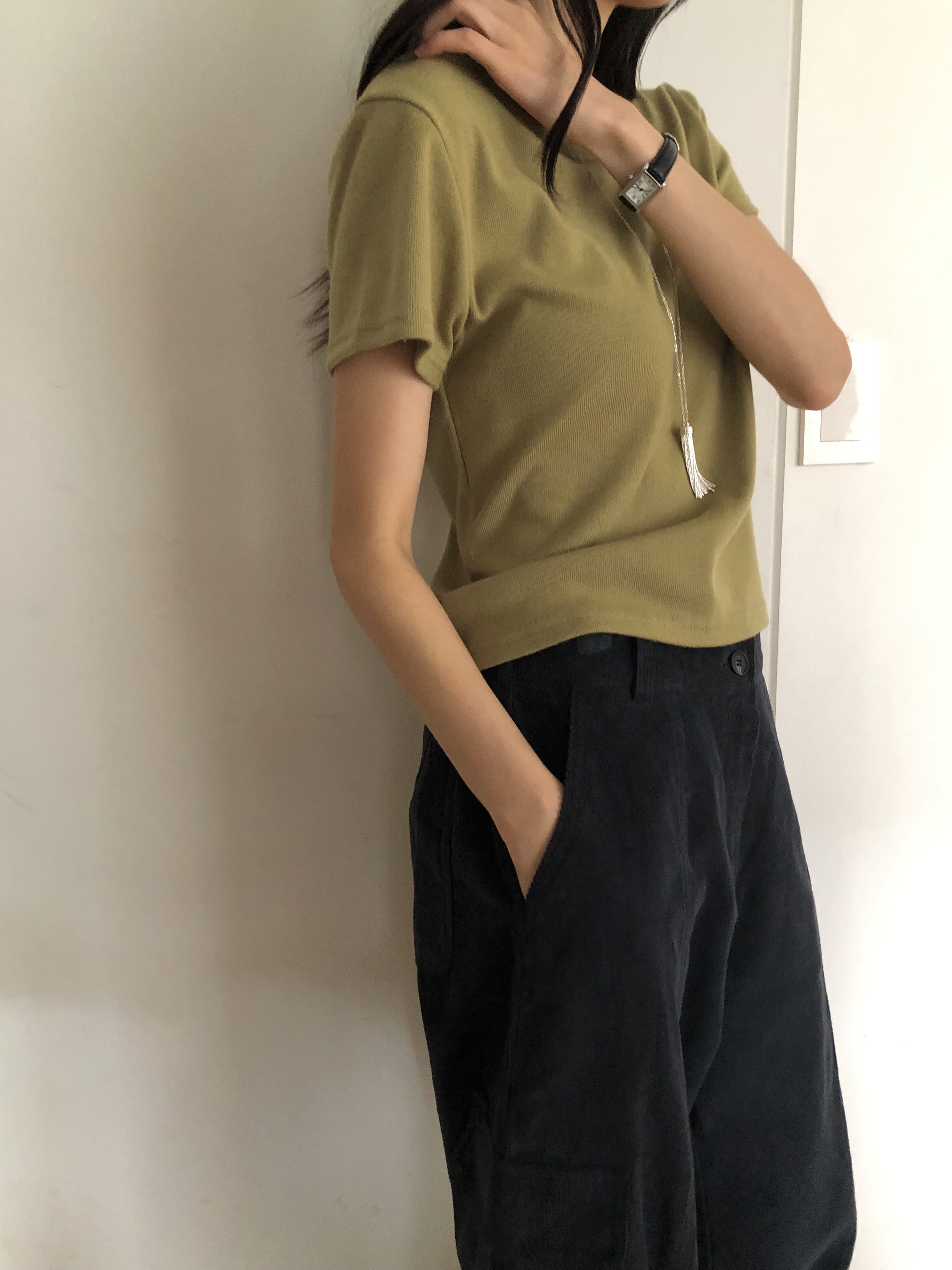 ラウンドネック半袖無地カラーTシャツ | 詳細画像16