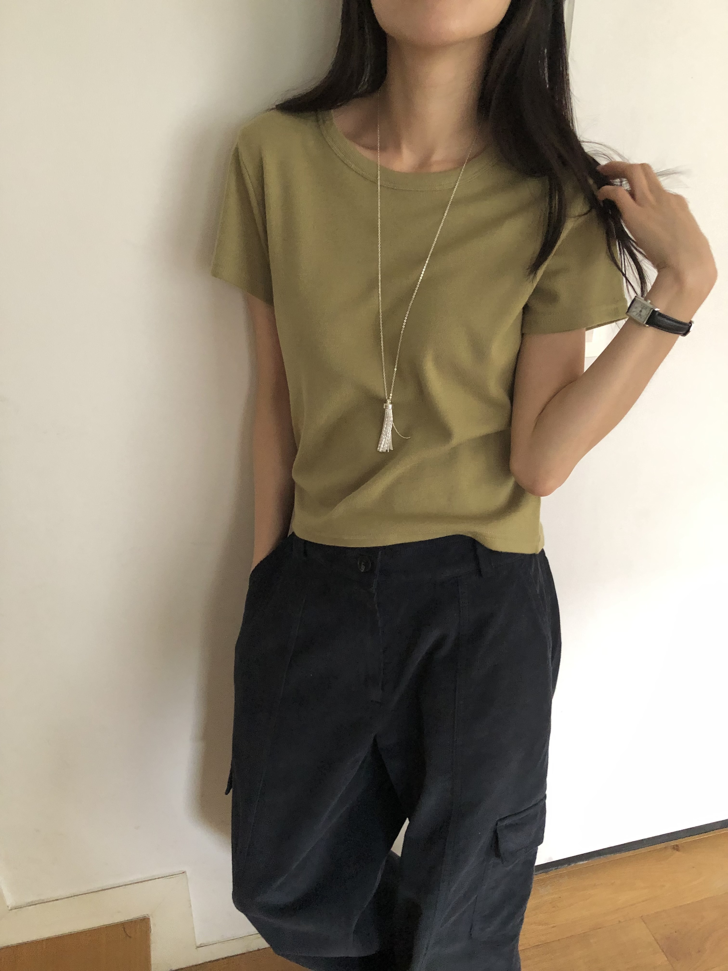 ラウンドネック半袖無地カラーTシャツ | 詳細画像18