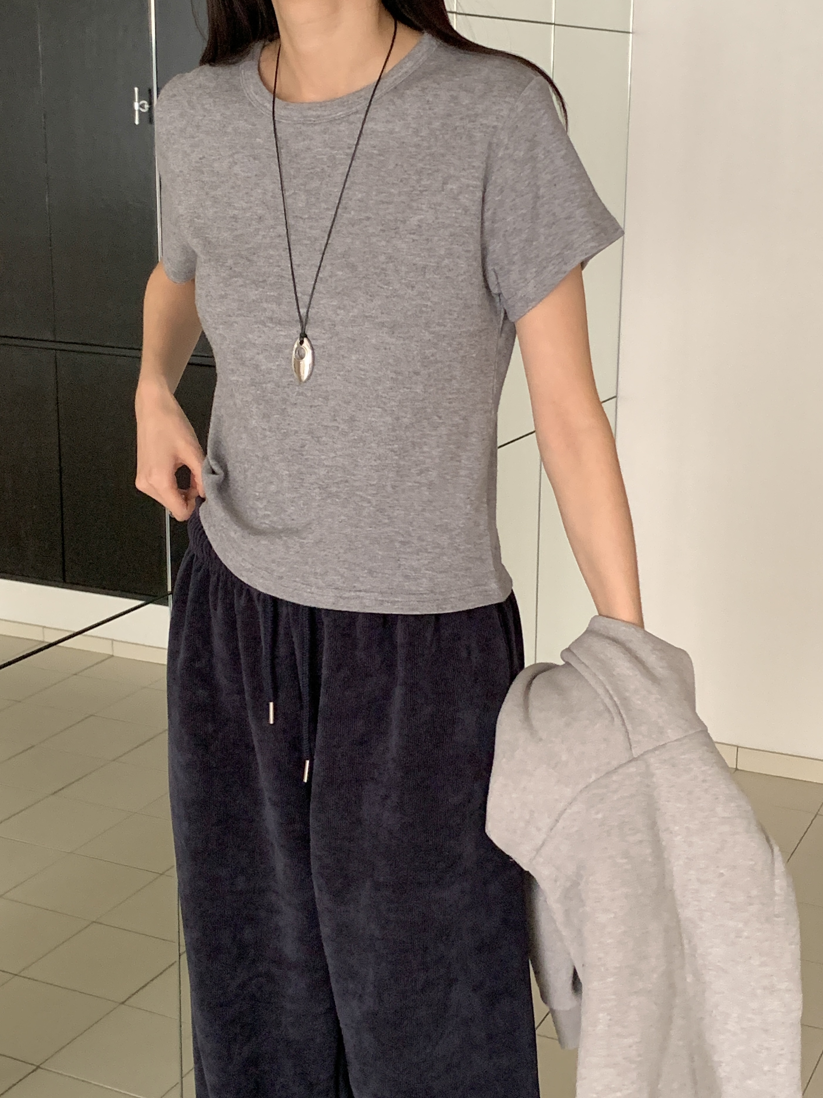 ラウンドネック半袖無地カラーTシャツ | 詳細画像9