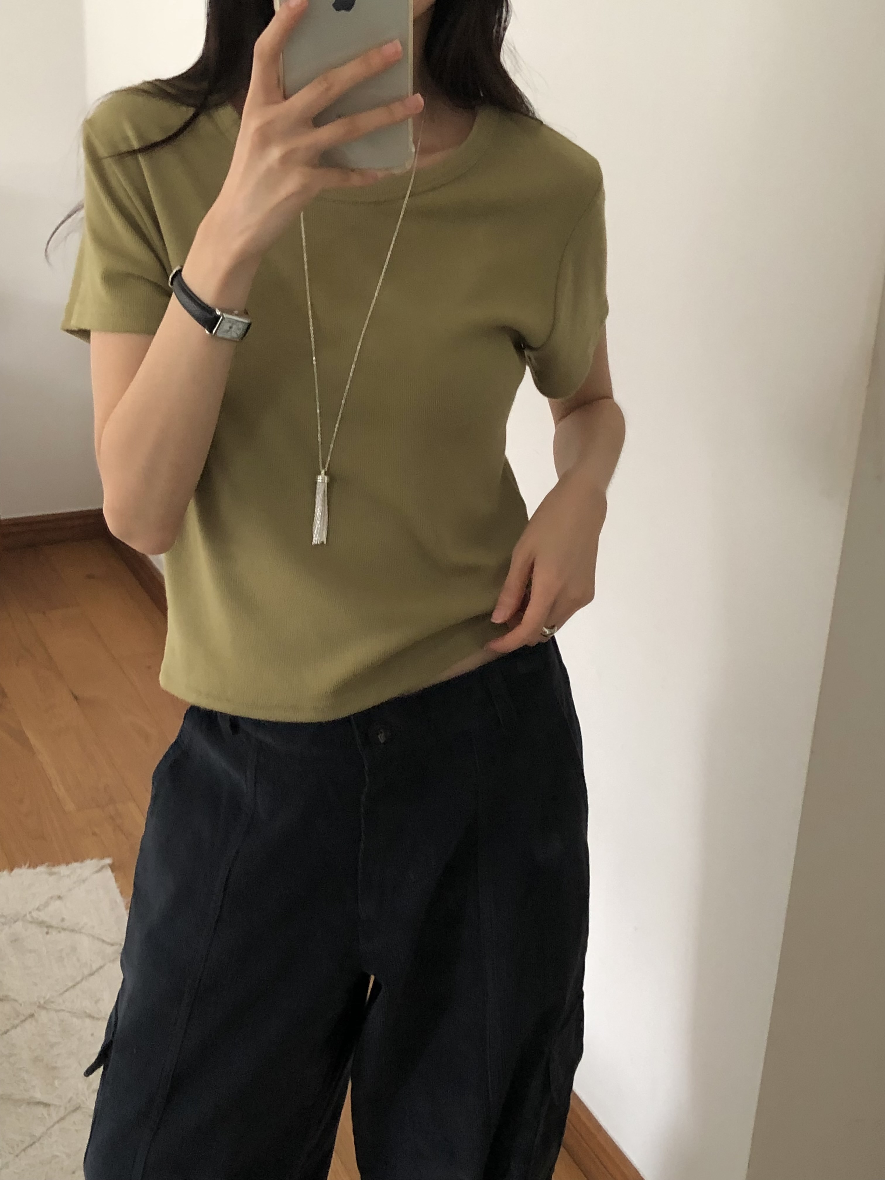 ラウンドネック半袖無地カラーTシャツ | 詳細画像10