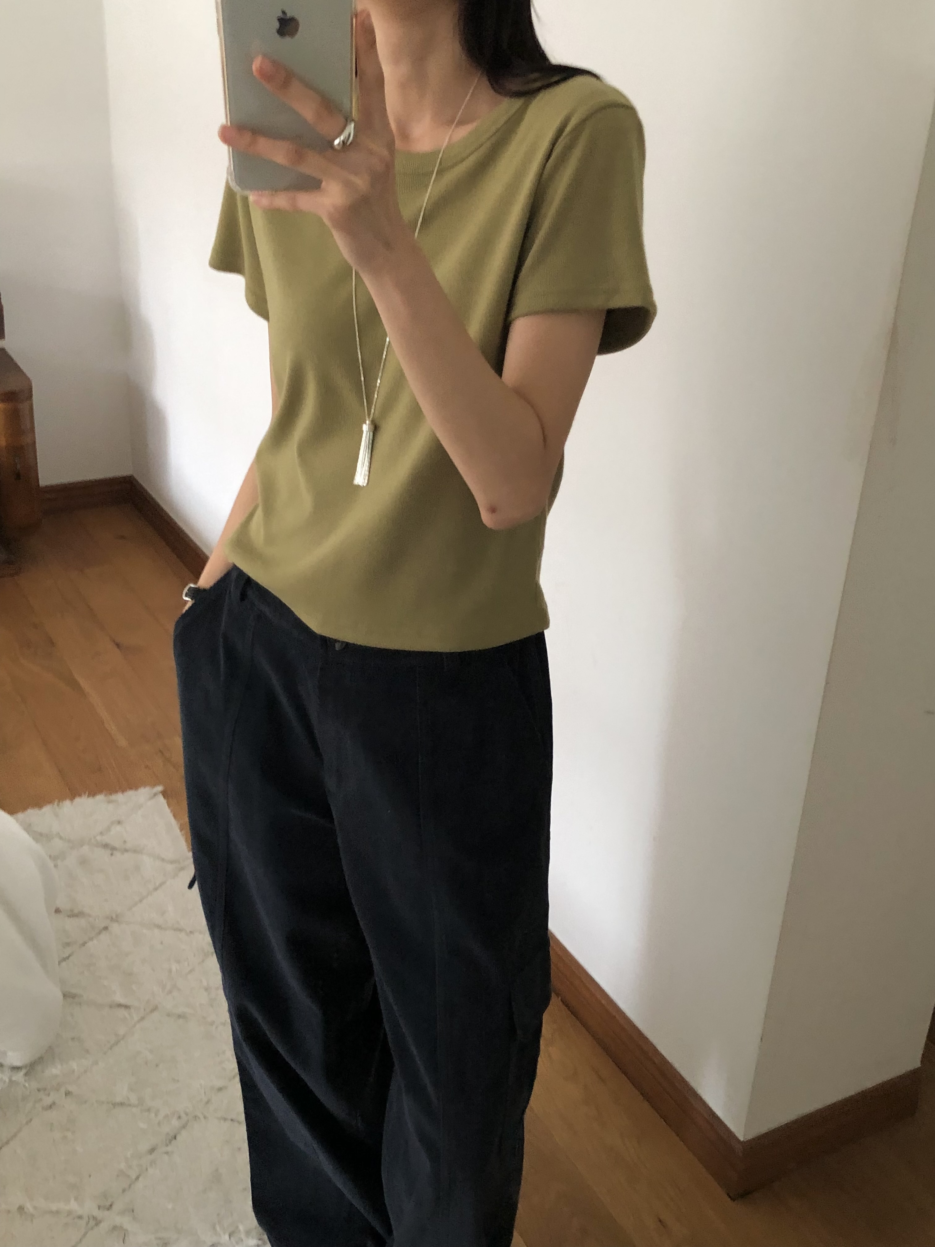 ラウンドネック半袖無地カラーTシャツ | 詳細画像19