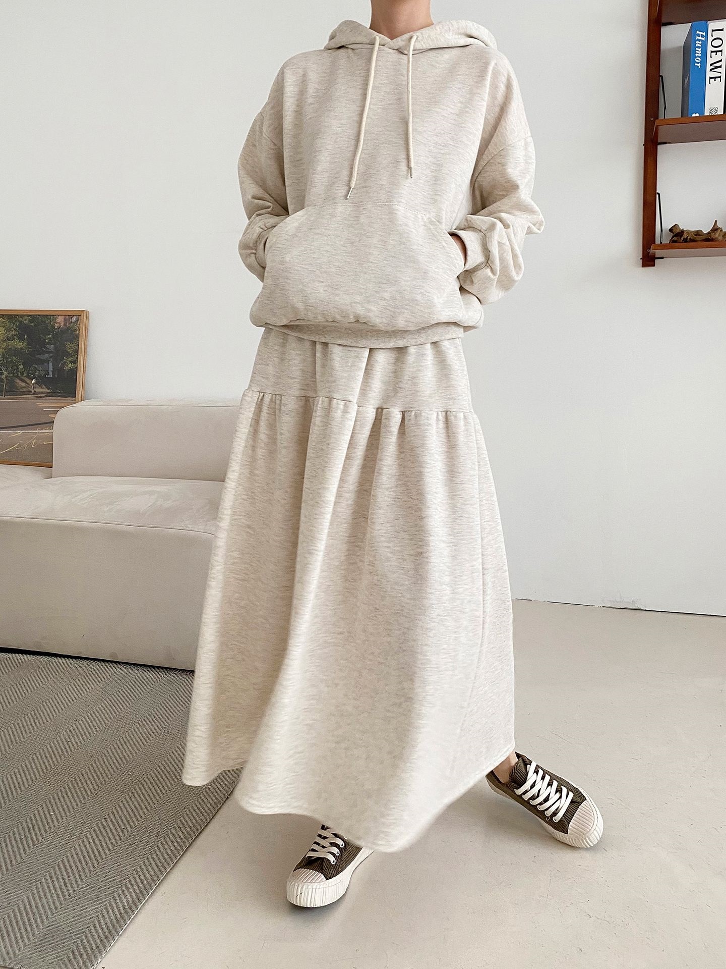 フードポケットウエストゴムロングカラーセットアップ | 詳細画像2