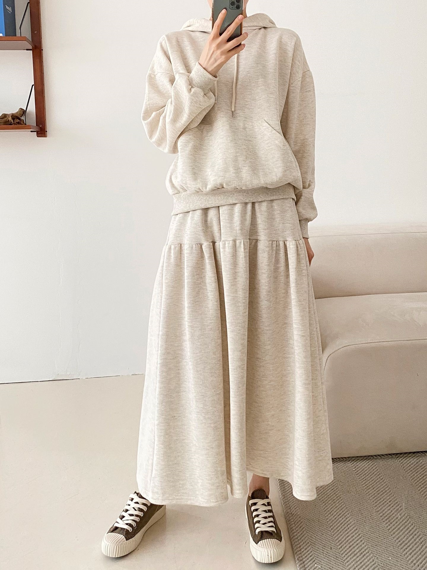 フードポケットウエストゴムロングカラーセットアップ | 詳細画像4