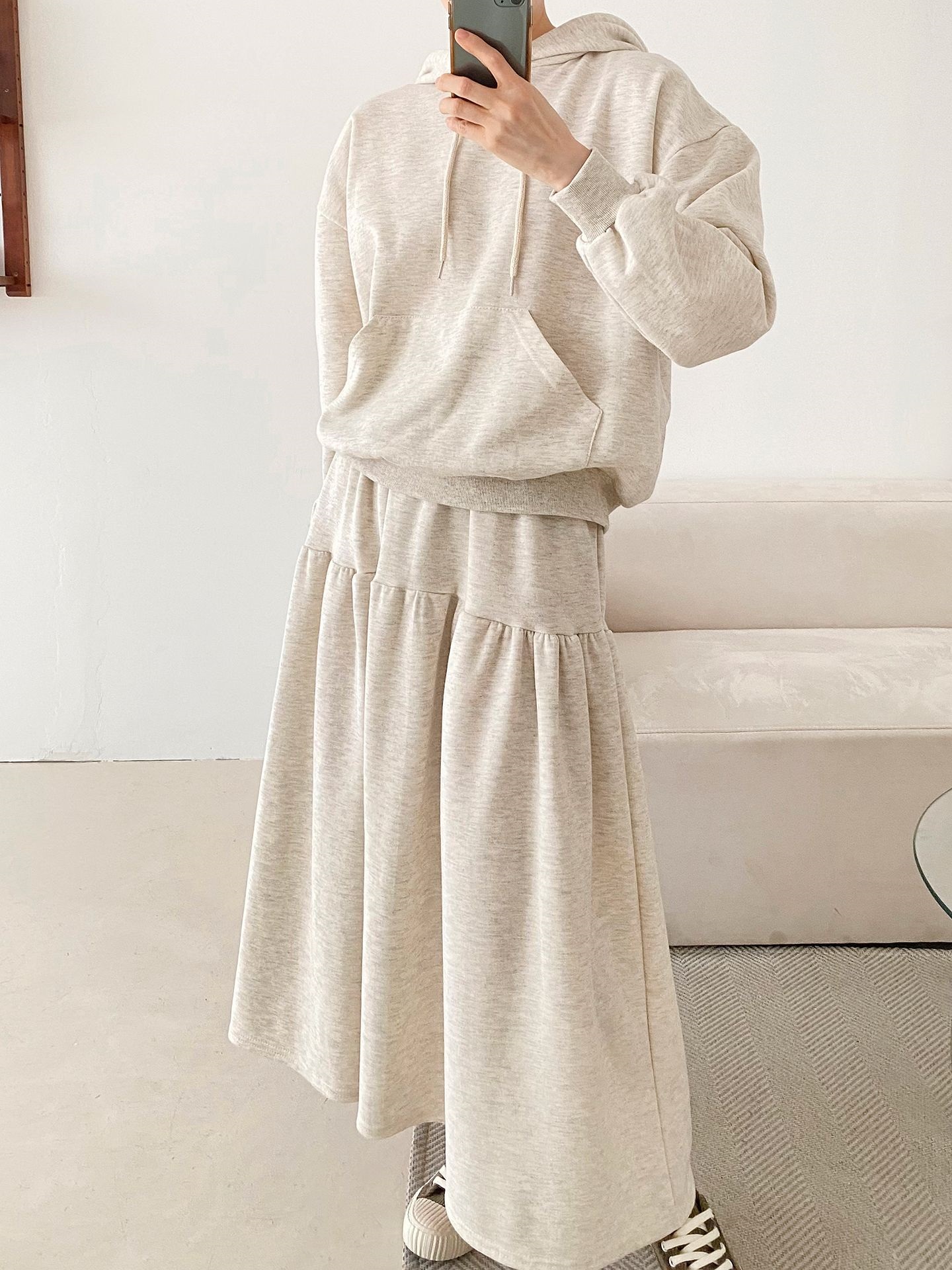 フードポケットウエストゴムロングカラーセットアップ | 詳細画像6