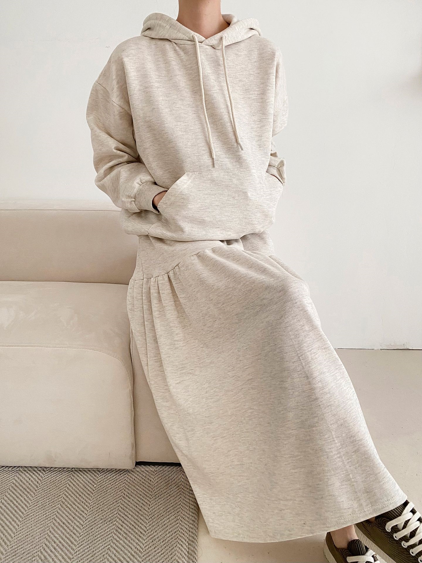 フードポケットウエストゴムロングカラーセットアップ | 詳細画像10