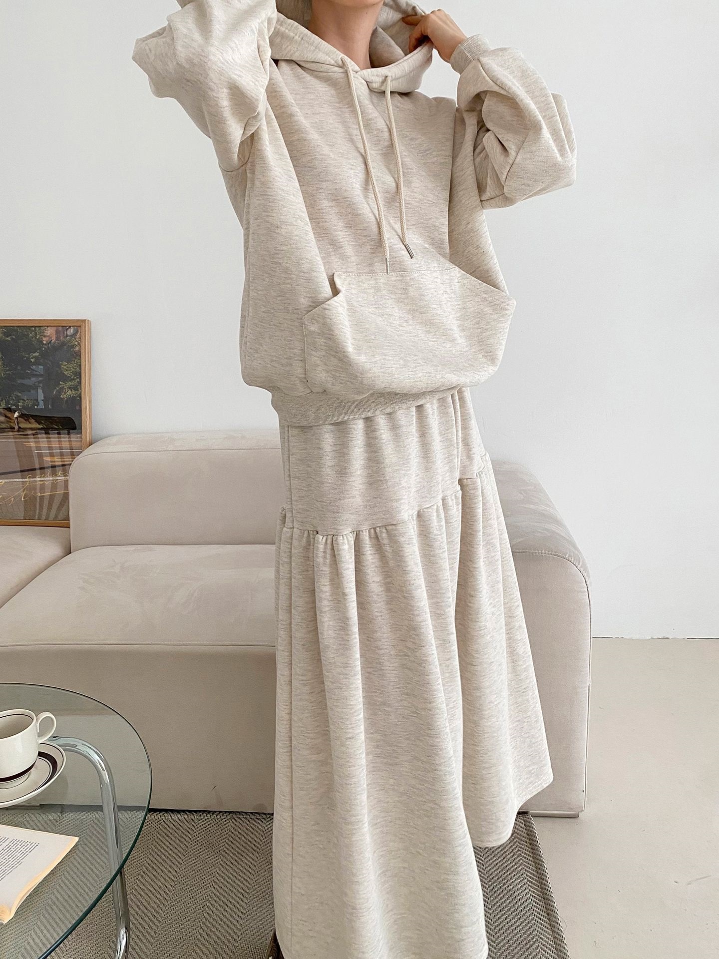 フードポケットウエストゴムロングカラーセットアップ | 詳細画像11