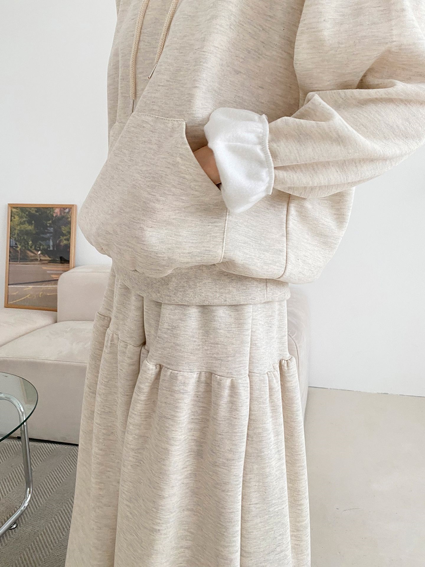 フードポケットウエストゴムロングカラーセットアップ | 詳細画像13