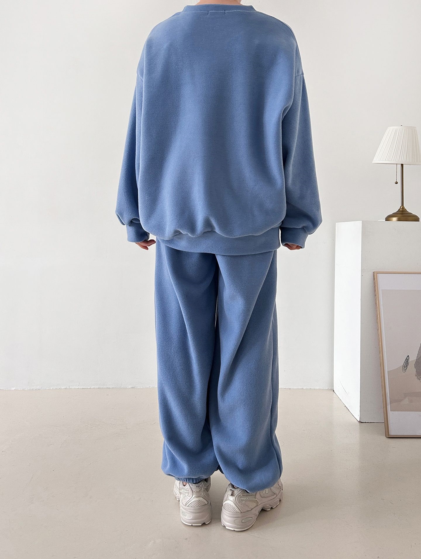 フリースラウンドネックウエストゴム長袖ジョガーカラーセットアップ | 詳細画像5