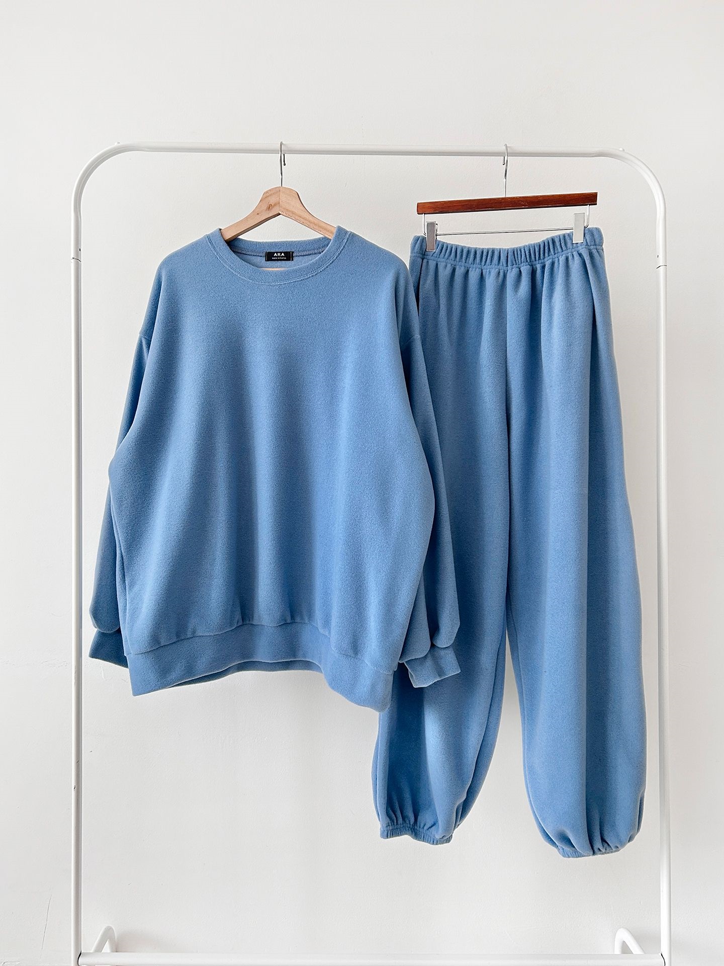 フリースラウンドネックウエストゴム長袖ジョガーカラーセットアップ | 詳細画像44