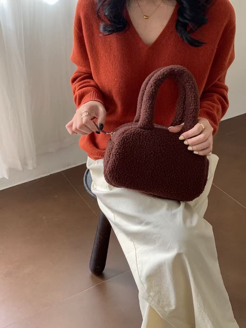 ボアカラーハンドバッグ | 詳細画像7