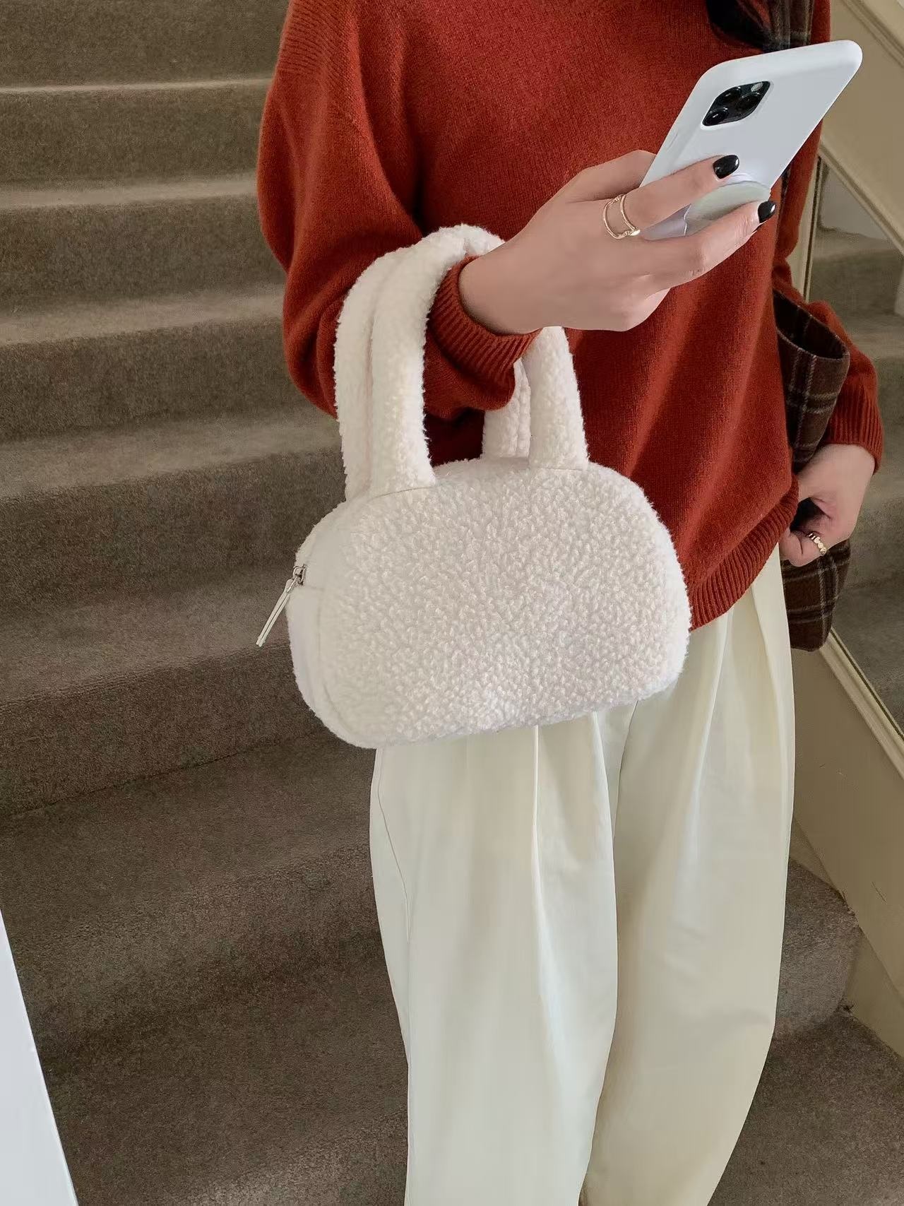 ボアカラーハンドバッグ | 詳細画像14