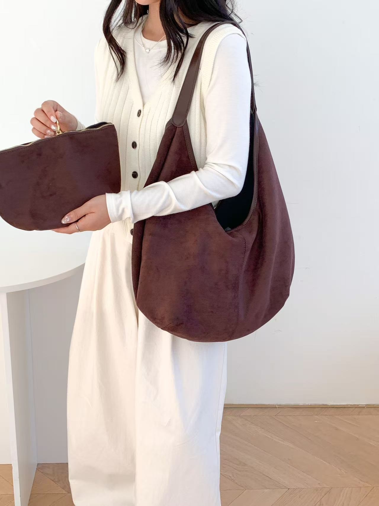 スエード調ベーシックカラートートバッグ | 詳細画像4