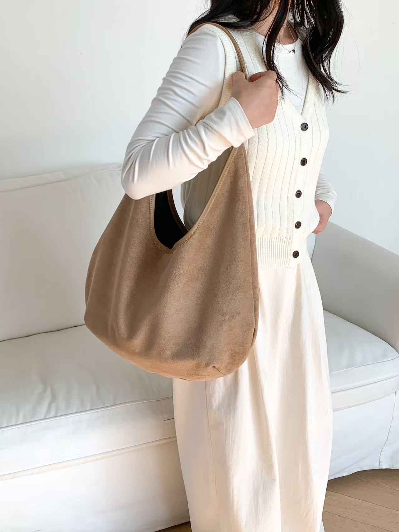 スエード調ベーシックカラートートバッグ | 詳細画像5