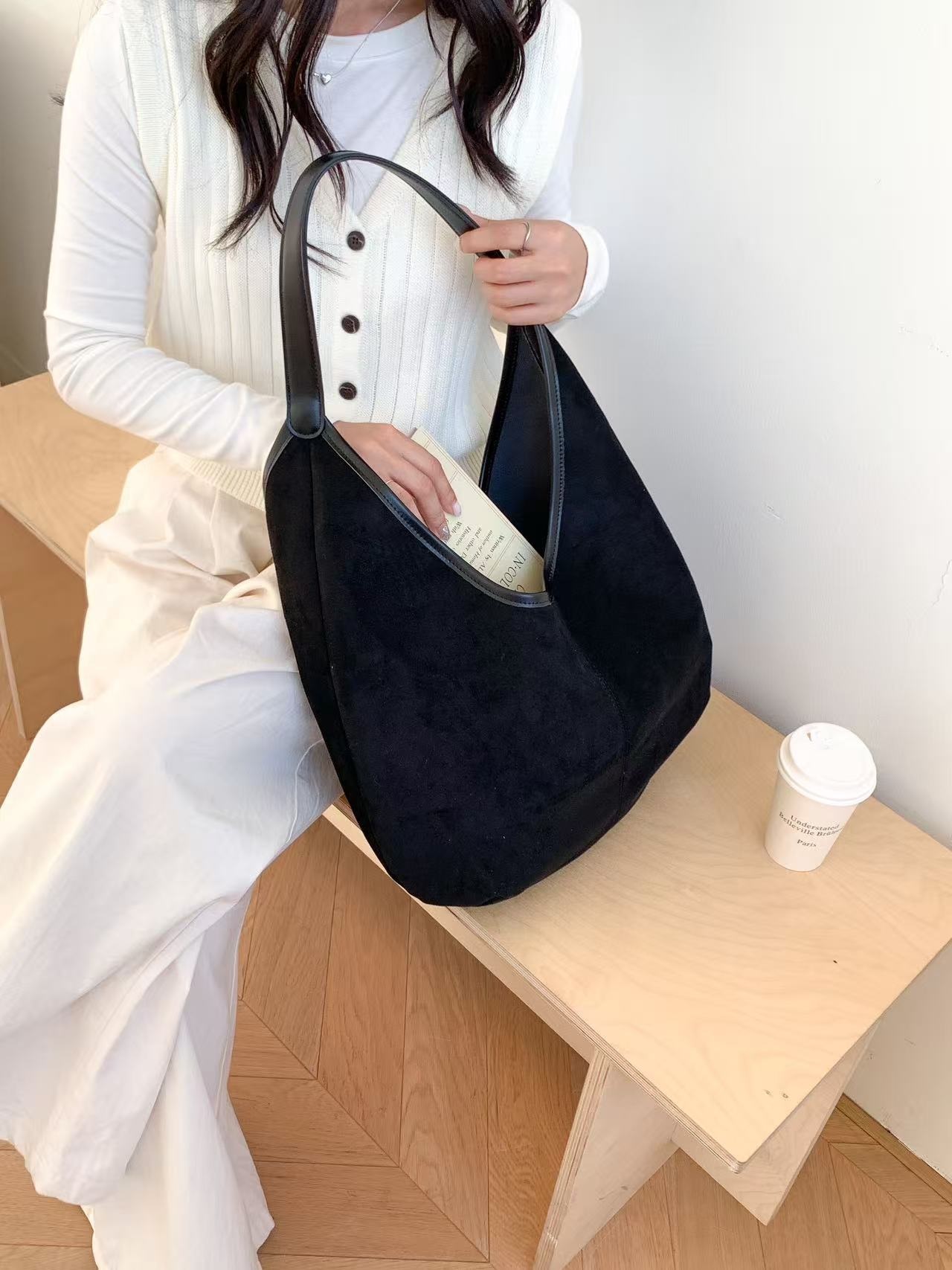 スエード調ベーシックカラートートバッグ | 詳細画像15