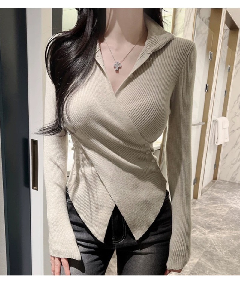 ボタンハーフネックアンバランスニット | 詳細画像2