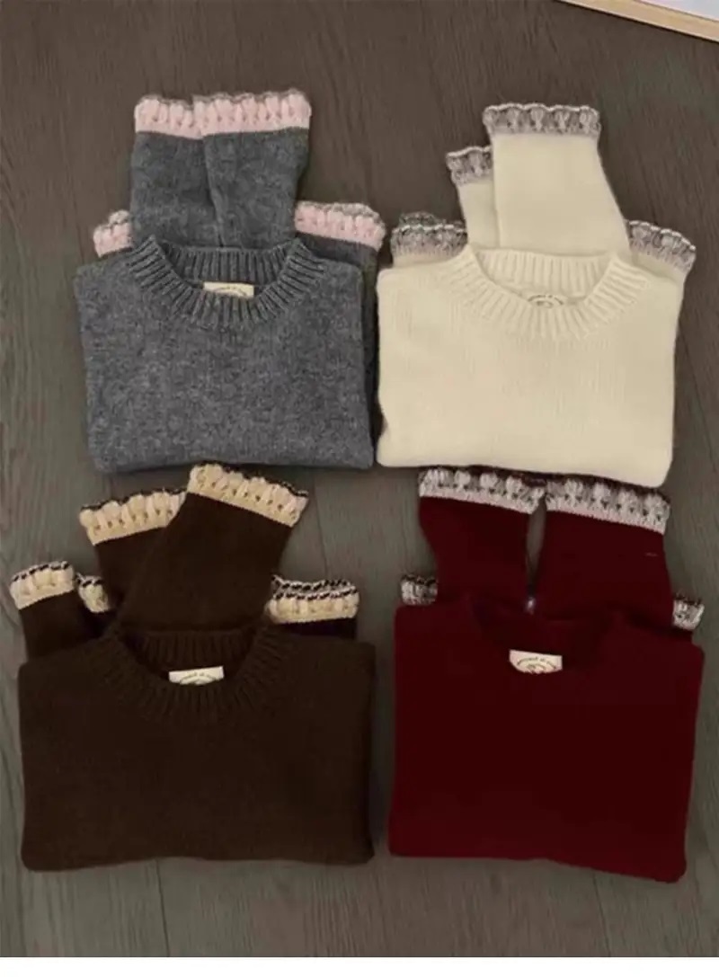 配色ラウンドネックフリルニット | 詳細画像2