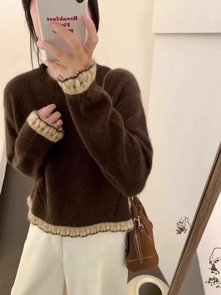 配色ラウンドネックフリルニット | 詳細画像4