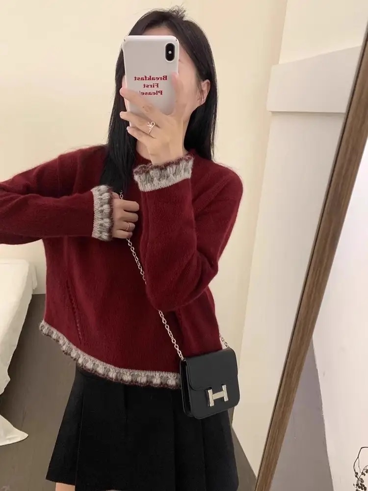 配色ラウンドネックフリルニット | 詳細画像6