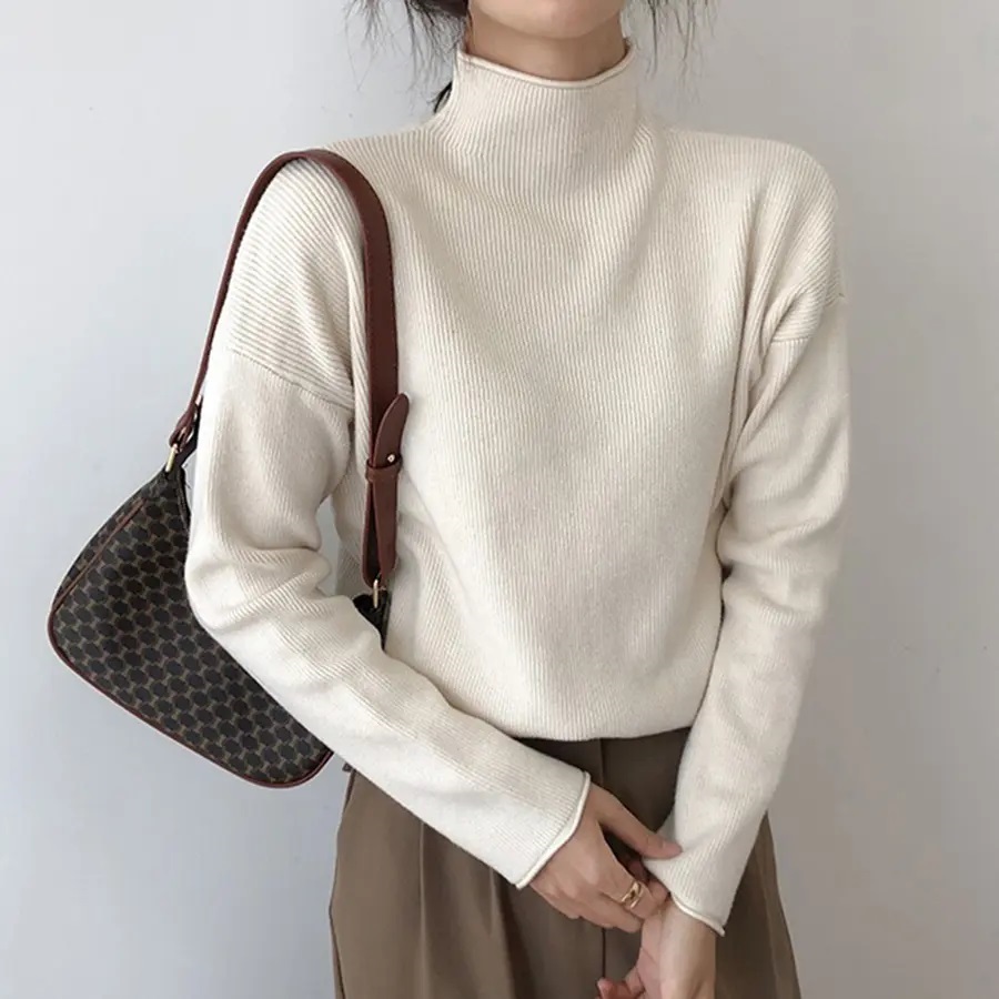 リブタートルネックドロップショルダーニット | 詳細画像5