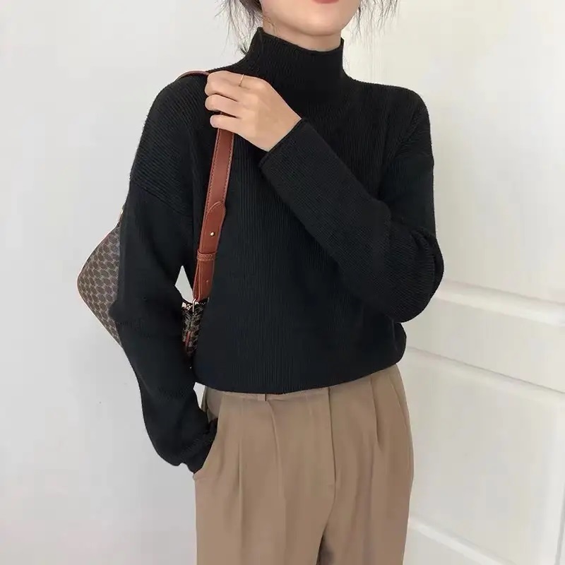 リブタートルネックドロップショルダーニット | 詳細画像8