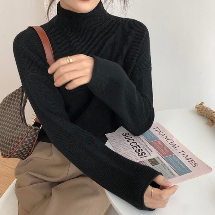 リブタートルネックドロップショルダーニット | 詳細画像9