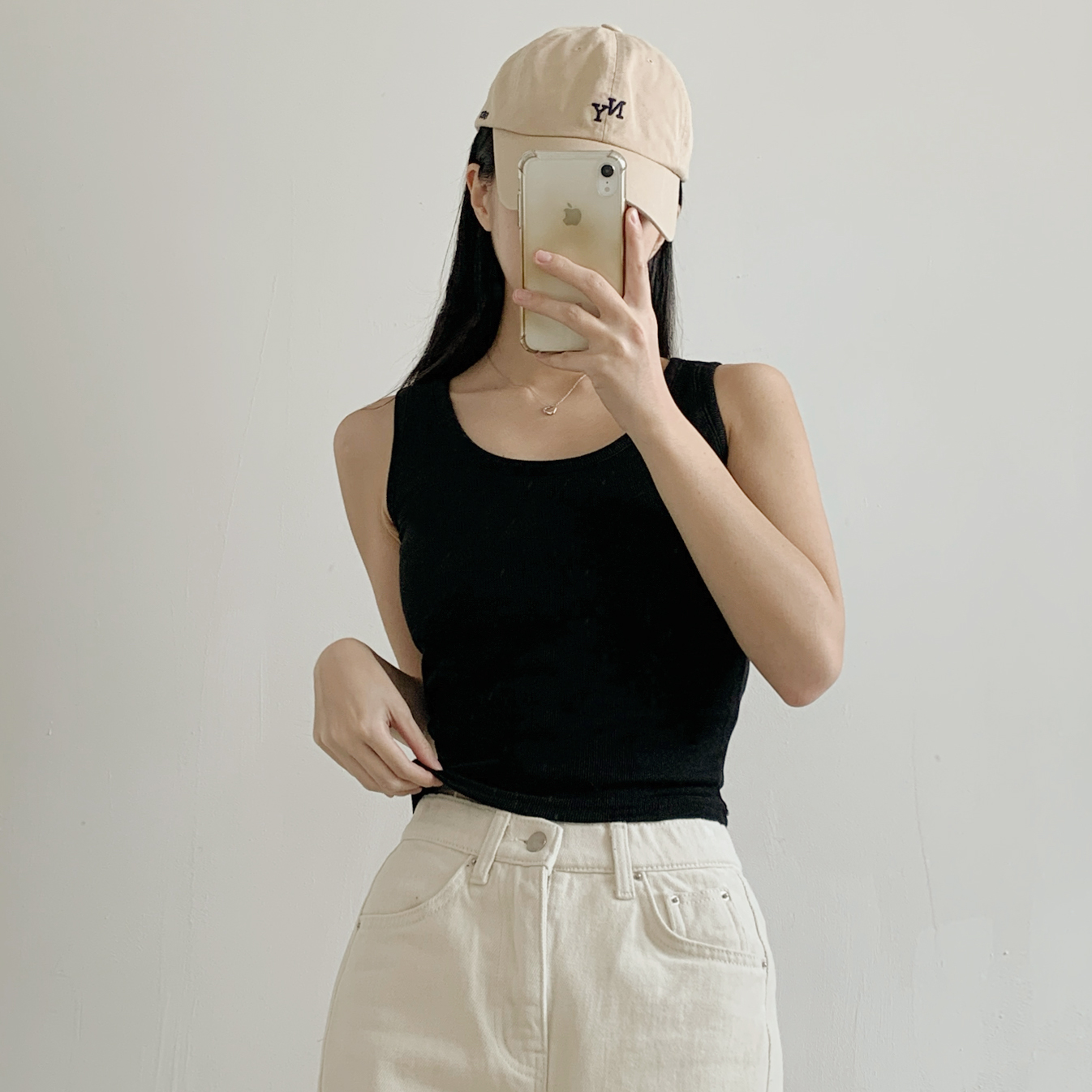 カップ付リブラウンドネックベーシックノースリーブ | 詳細画像13