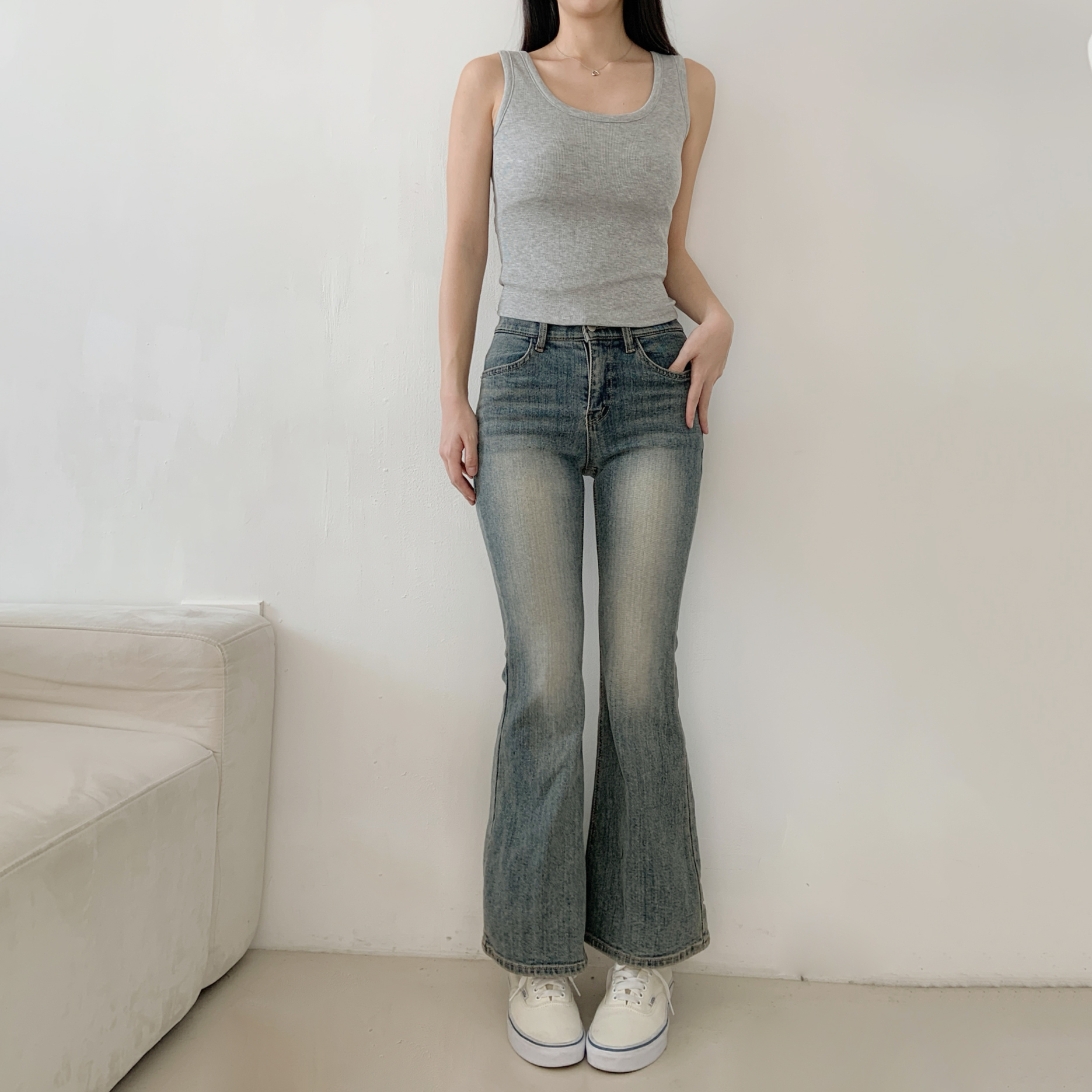 カップ付リブラウンドネックベーシックノースリーブ | 詳細画像9